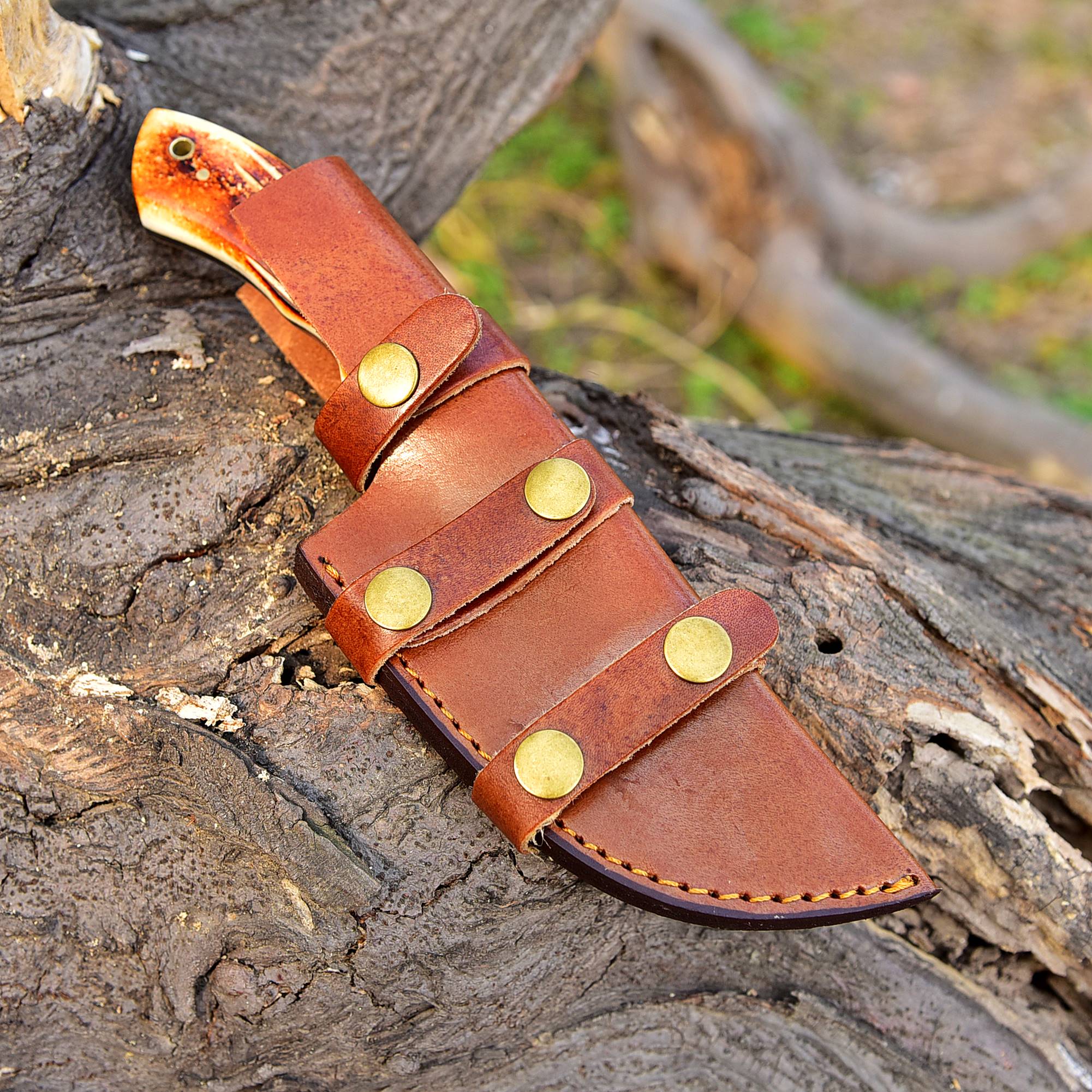 10”Custom Hand Made Forged Damascus Steel Tracker Hunting Camping Knife Bone Handle - Image 5