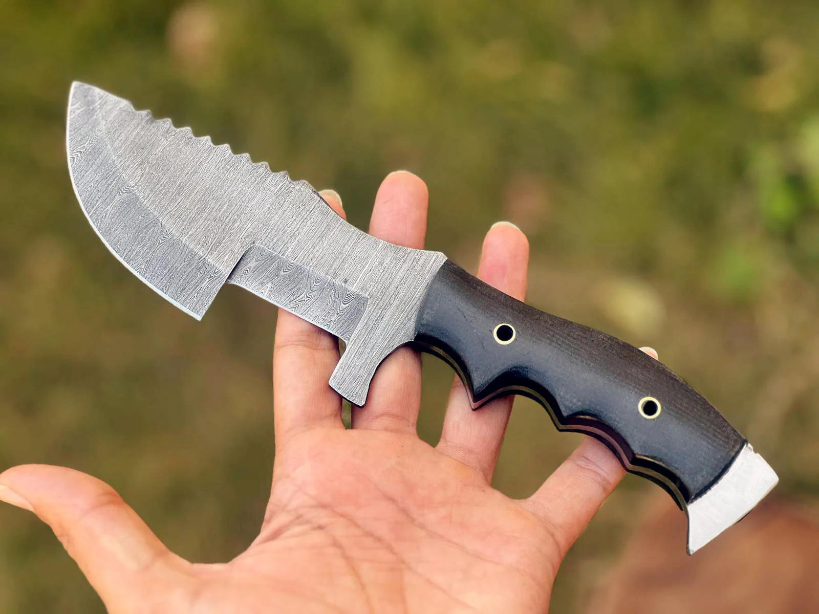 10' Custom Made Forged Damascus Tom brown Tracker knife ideal skinner outdoor knives hunting - Image 5