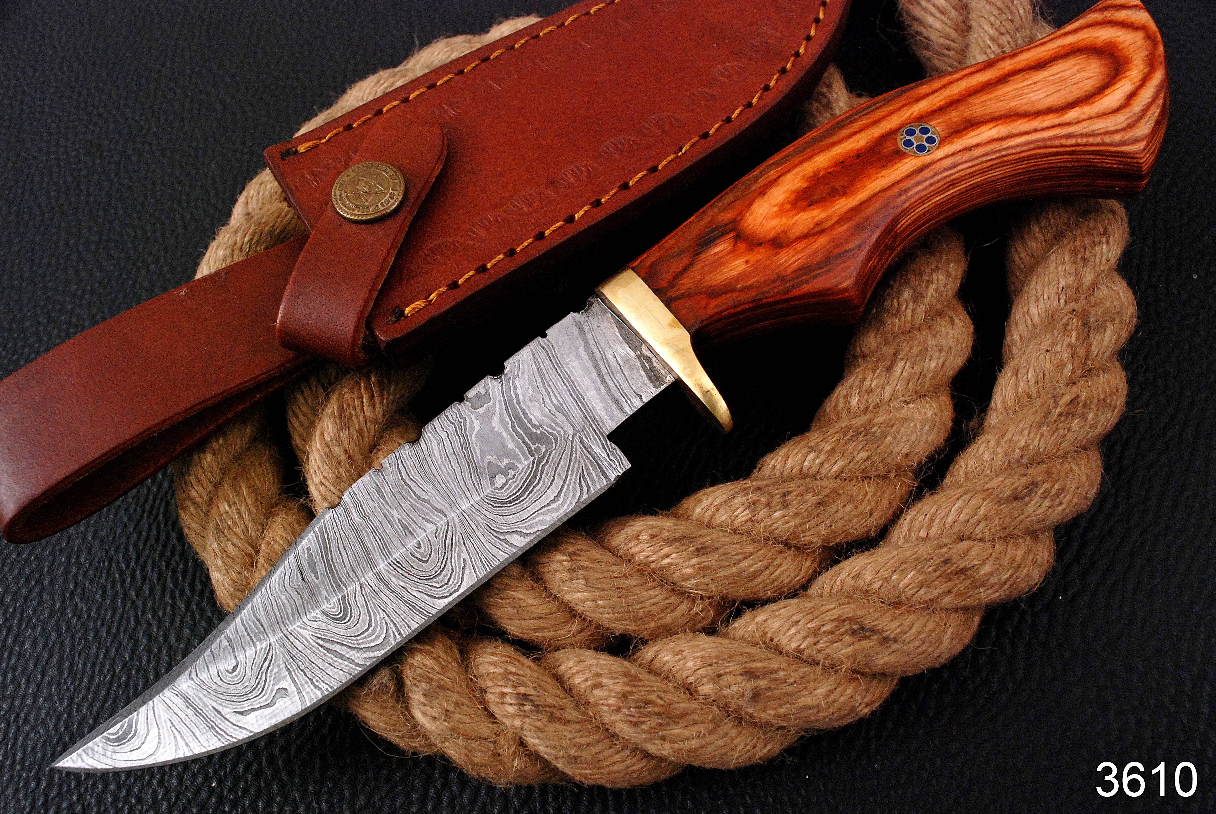 10 " Damascus Knife Ideal Outdoor Hunting Camping Bushcraft with Leather Sheath x-193 - Image 3
