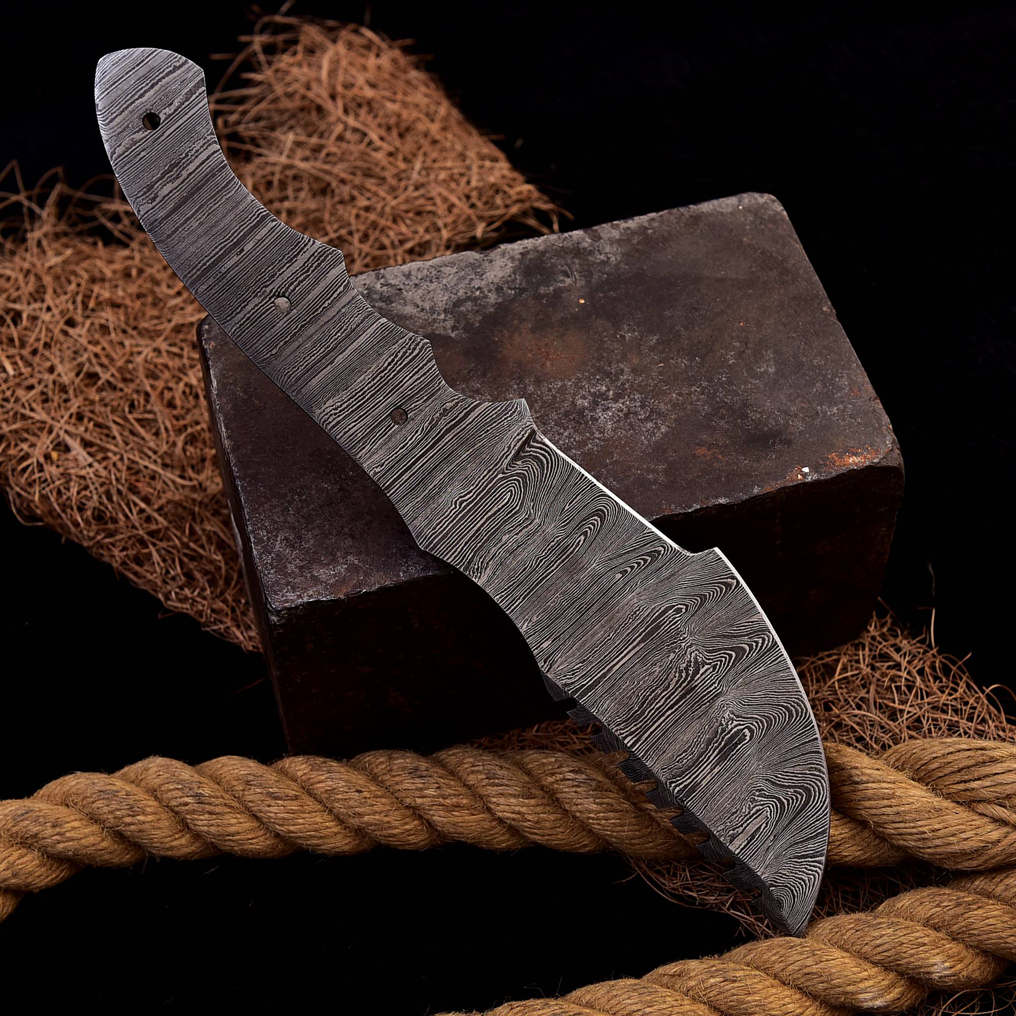 10" Handmade Damascus Steel hunting Track knife blank blade Full Tang x255 - Image 4