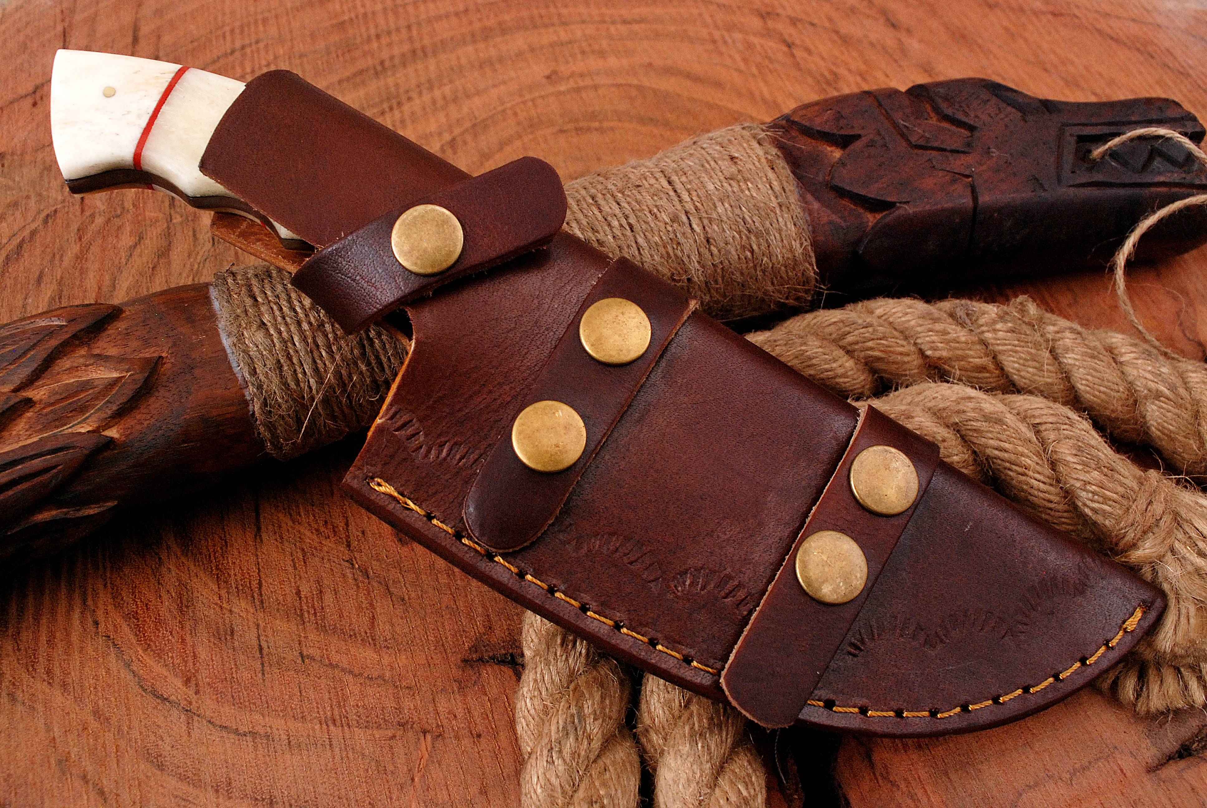 10" Handmade Damascus Survival Knife - Bone Handle with Genuine Leather Sheath x-141 - Image 6