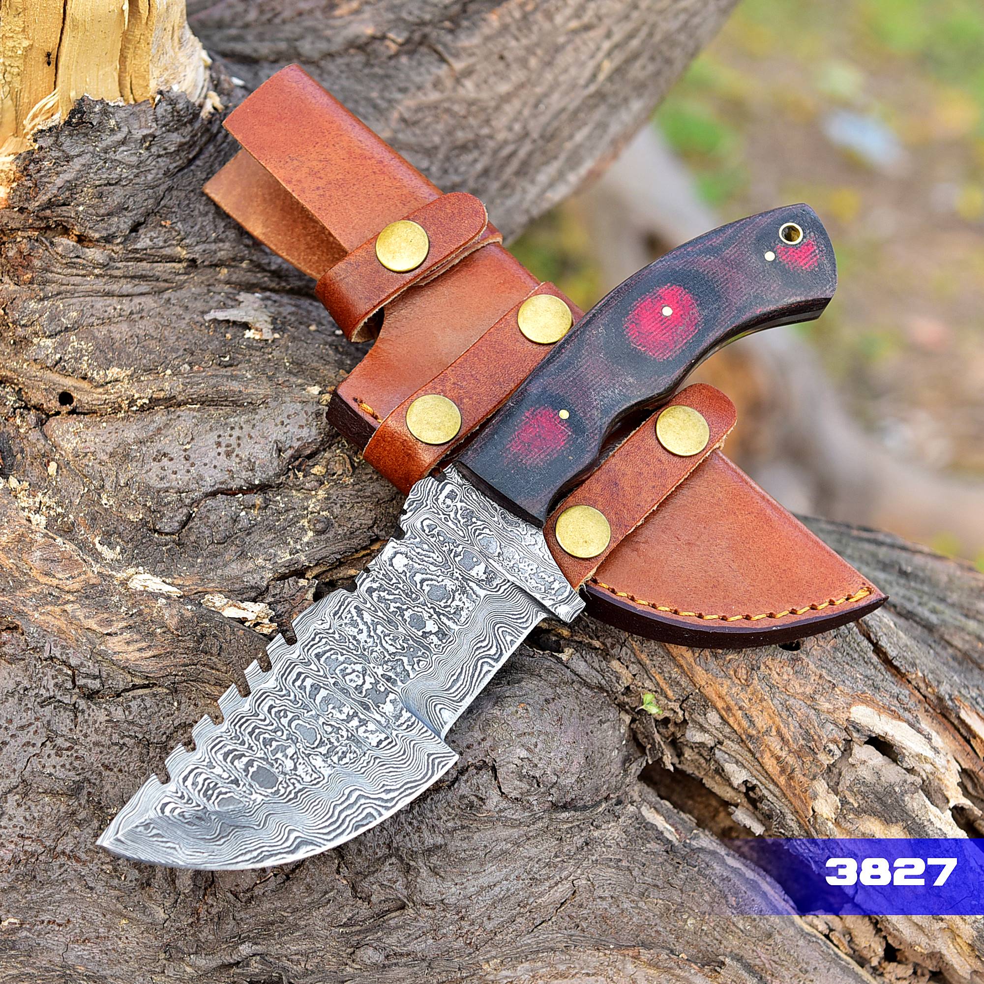 10 in Handmade Damascus steel knife Buck Hunting Knife G10 Micarta Handle - Image 3