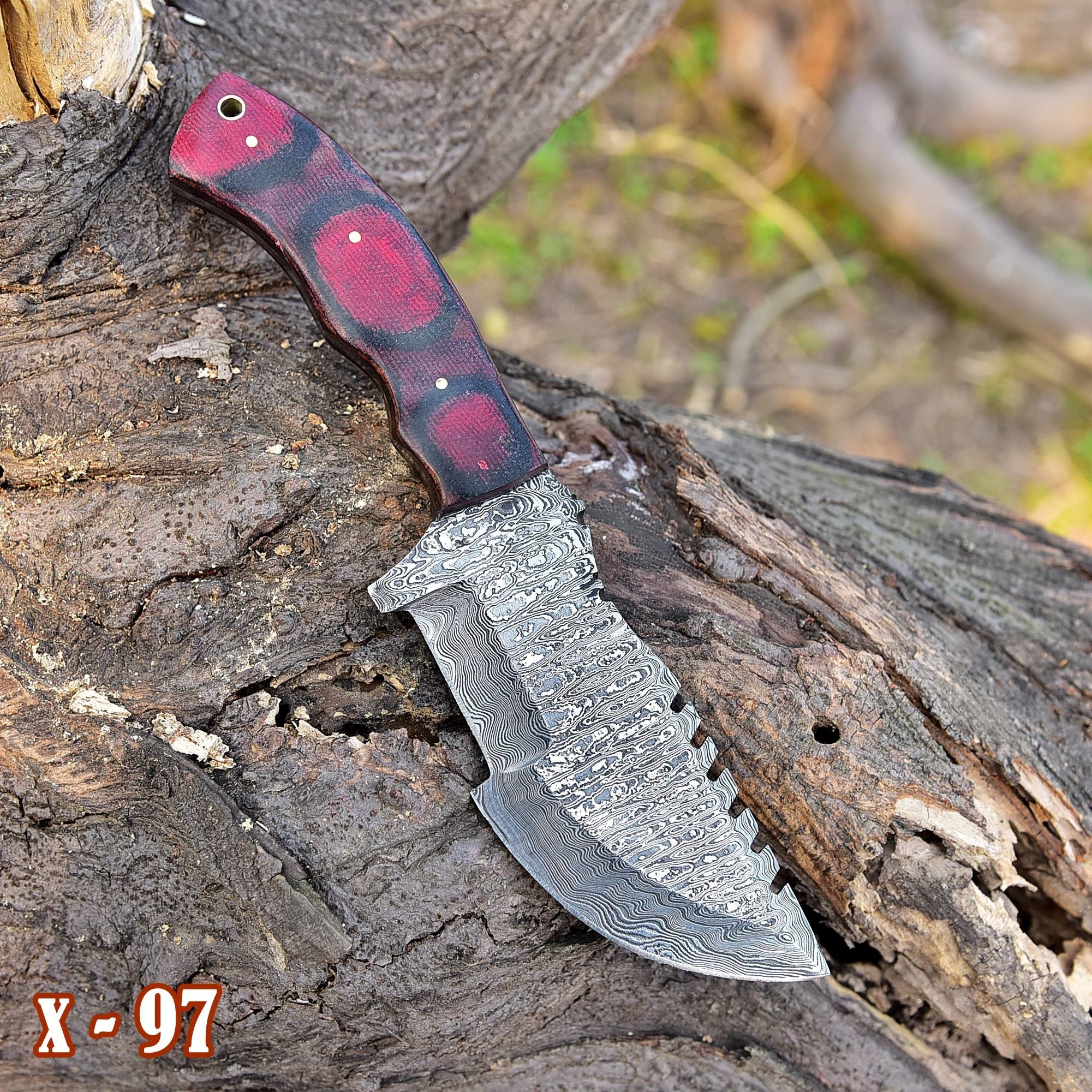 10 in Handmade Damascus steel knife Buck Hunting Knife G10 Micarta Handle - Image 4