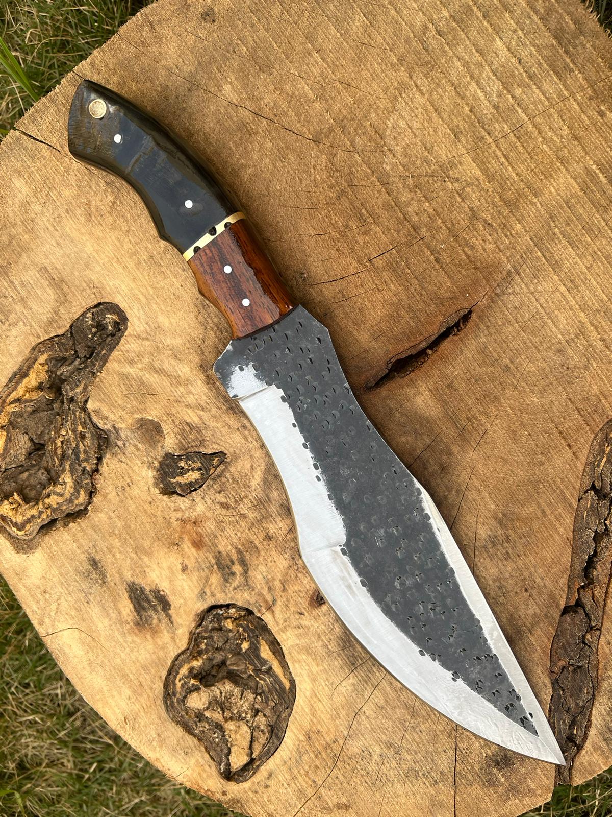 11" Tactical Outdoor Survival knife Carbon Steel Fixed Blade Tracker knives Ram Horn & wood Handle x-235 - Image 14