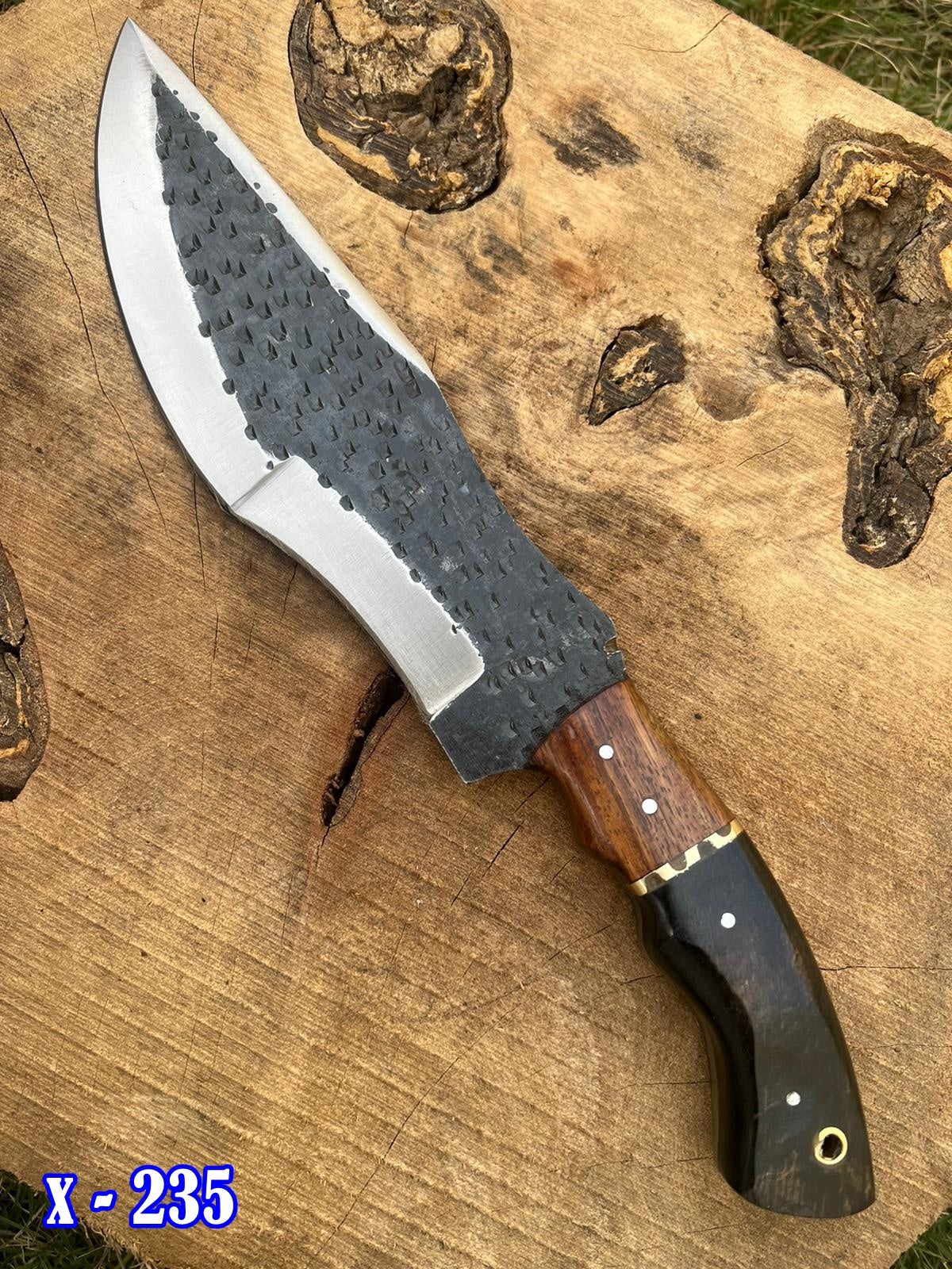 11" Tactical Outdoor Survival knife Carbon Steel Fixed Blade Tracker knives Ram Horn & wood Handle x-235 - Image 15