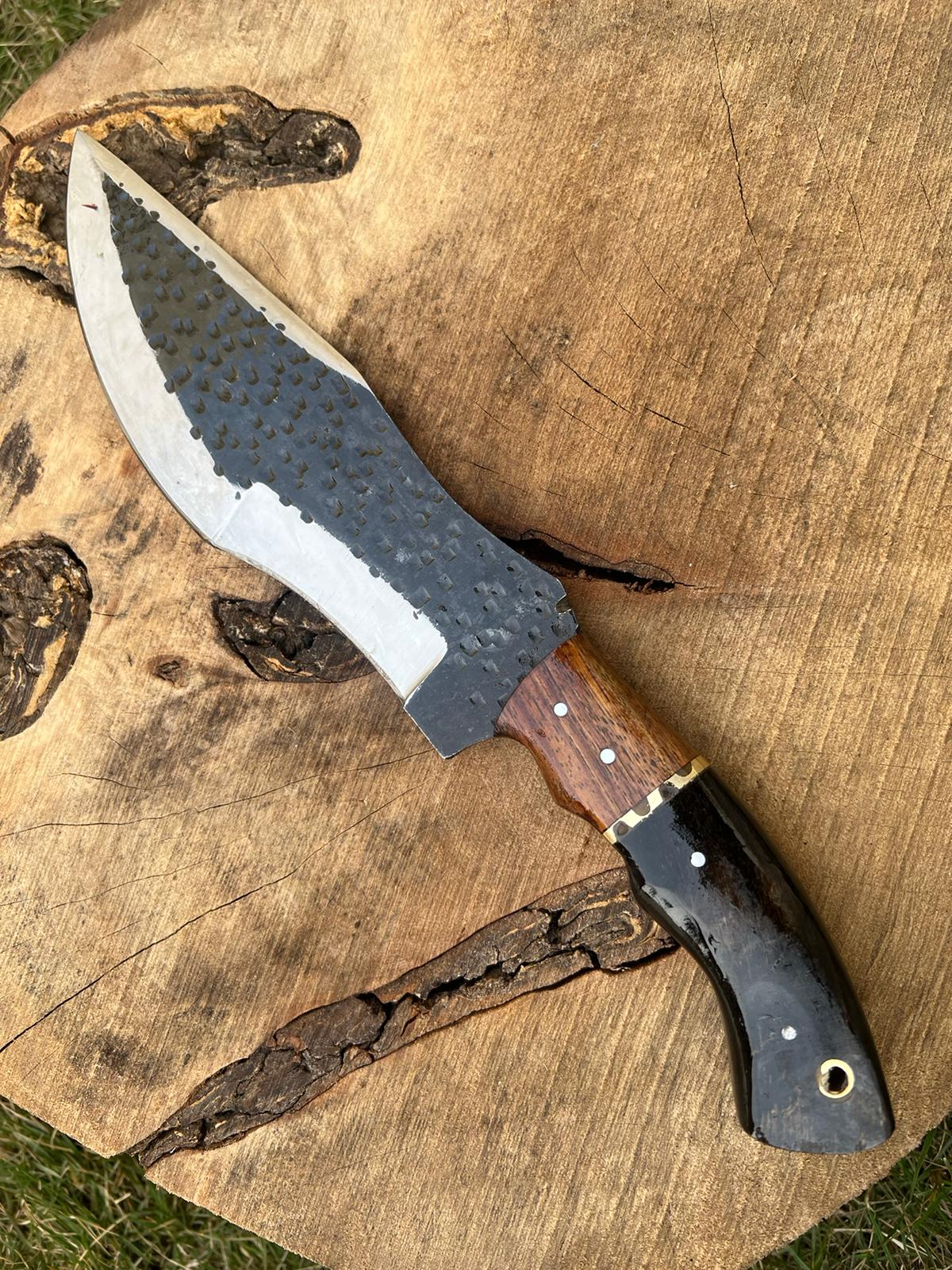 11" Tactical Outdoor Survival knife Carbon Steel Fixed Blade Tracker knives Ram Horn & wood Handle x-235 - Image 5