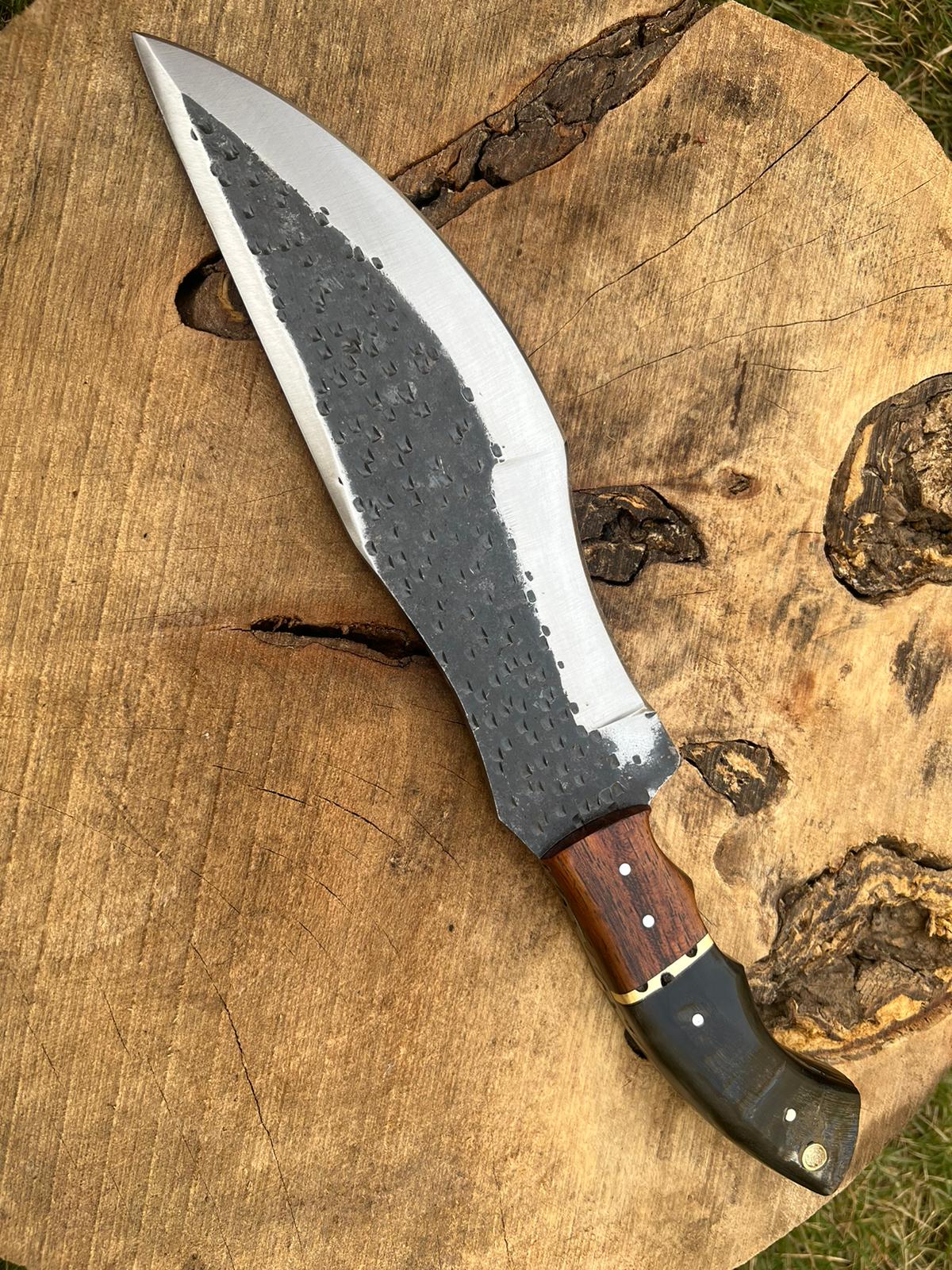 11" Tactical Outdoor Survival knife Carbon Steel Fixed Blade Tracker knives Ram Horn & wood Handle x-235 - Image 7
