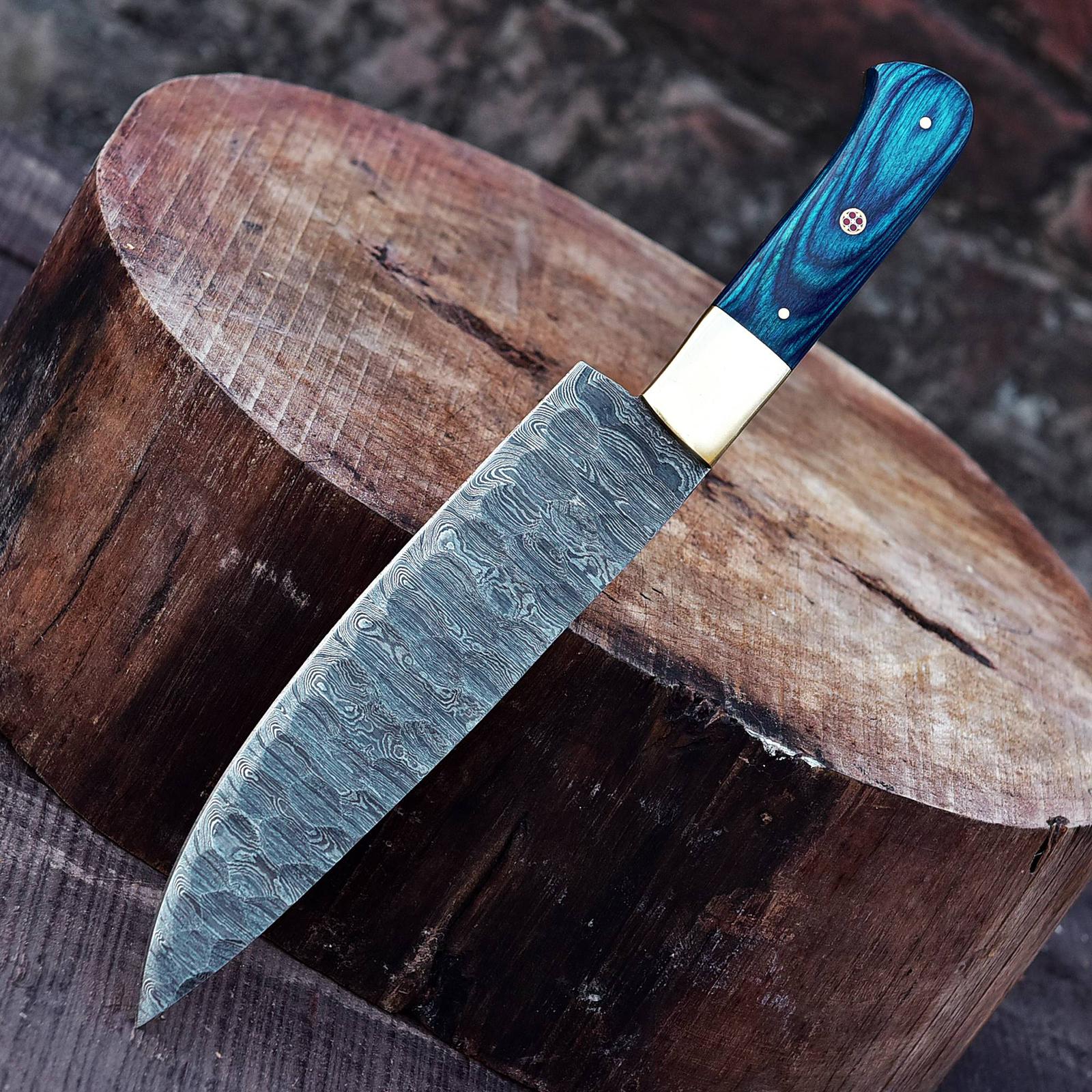 12' Chef Knife forged Damascus steel Kitchen knives wood handle x-16 - Image 5