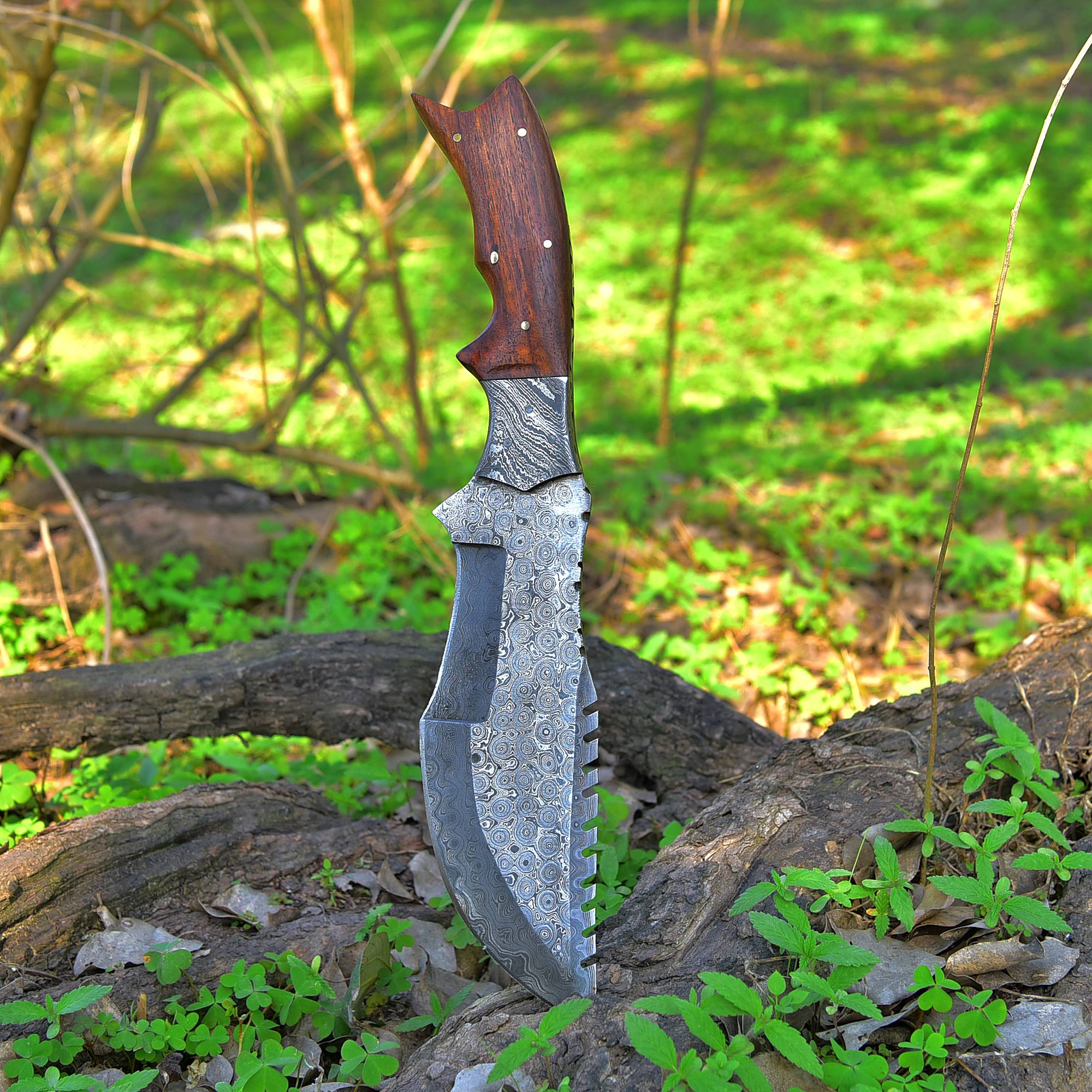 12" Custom Handmade Forged Damascus Steel Hunting Tracker Fix Blade Knife Full Tang - Image 4