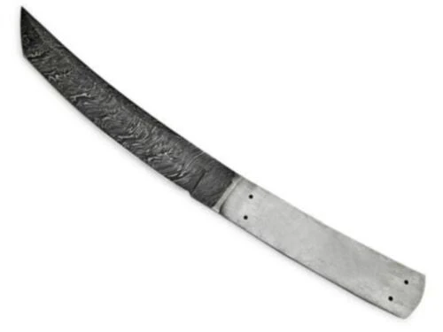 12" Damascus Steel Fire Pattern Traditional Tanto Samurai Blank Blade knife x-125 - Image 3