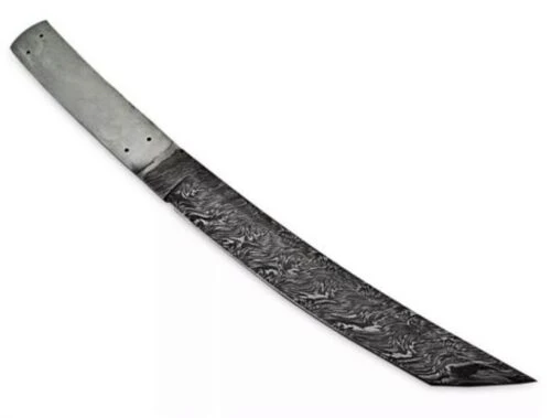 12" Damascus Steel Fire Pattern Traditional Tanto Samurai Blank Blade knife x-125 - Image 5