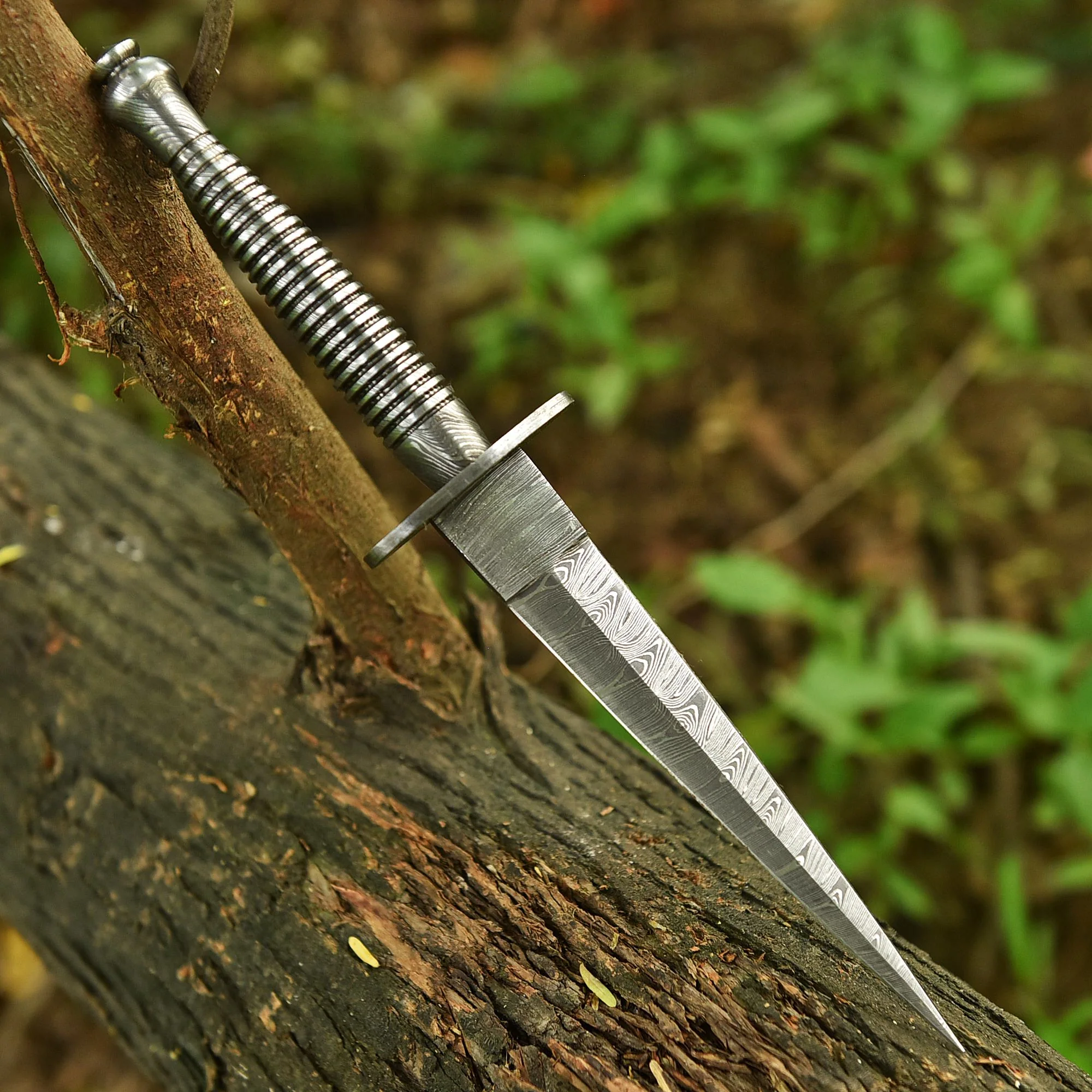 12" EDC Custom Handmade Damascus Steel Dagger Adventure Knife Full Tang - Image 2