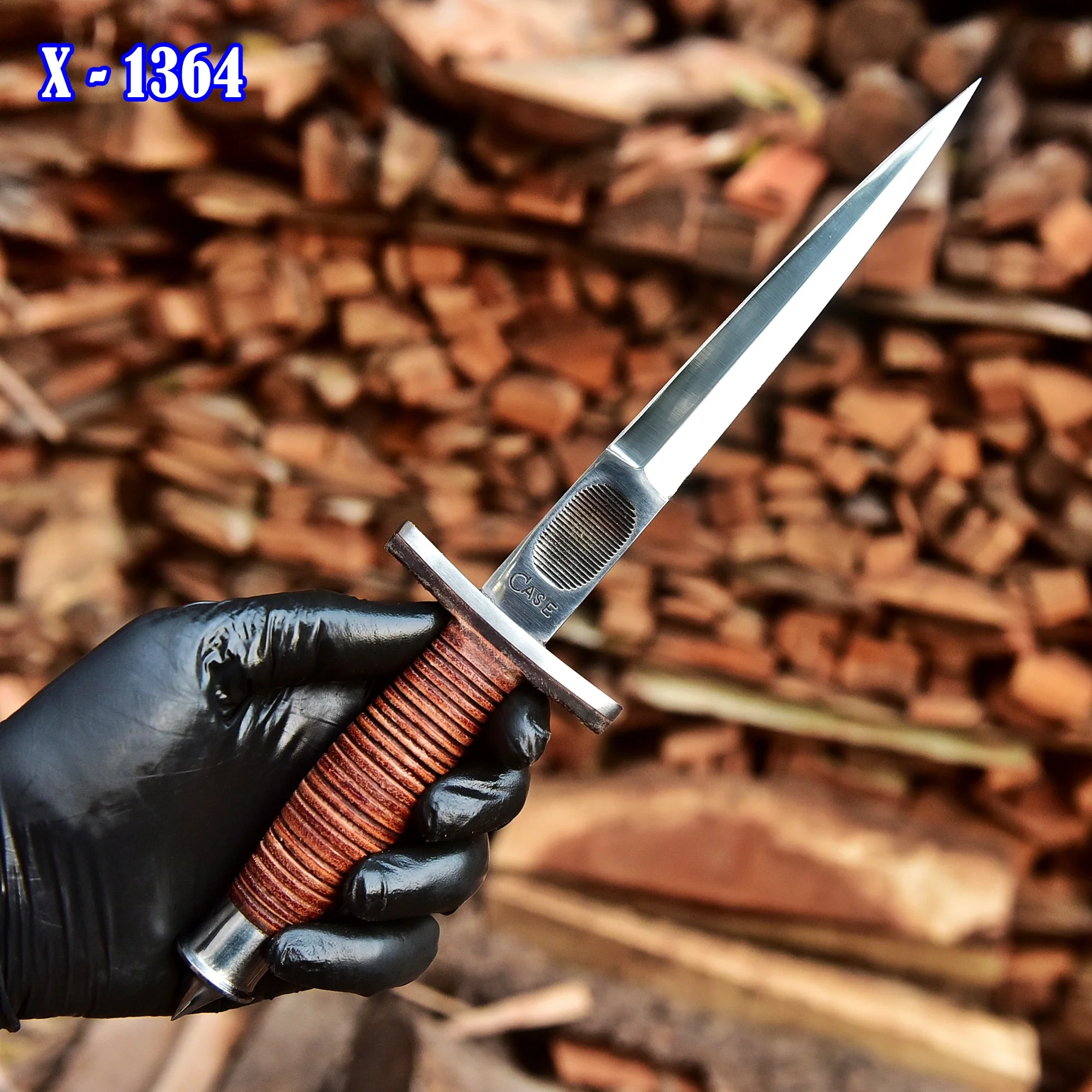 12" Handmade Carbon Steel Double Edge Blade Dagger Knife Leather Handle - Image 3