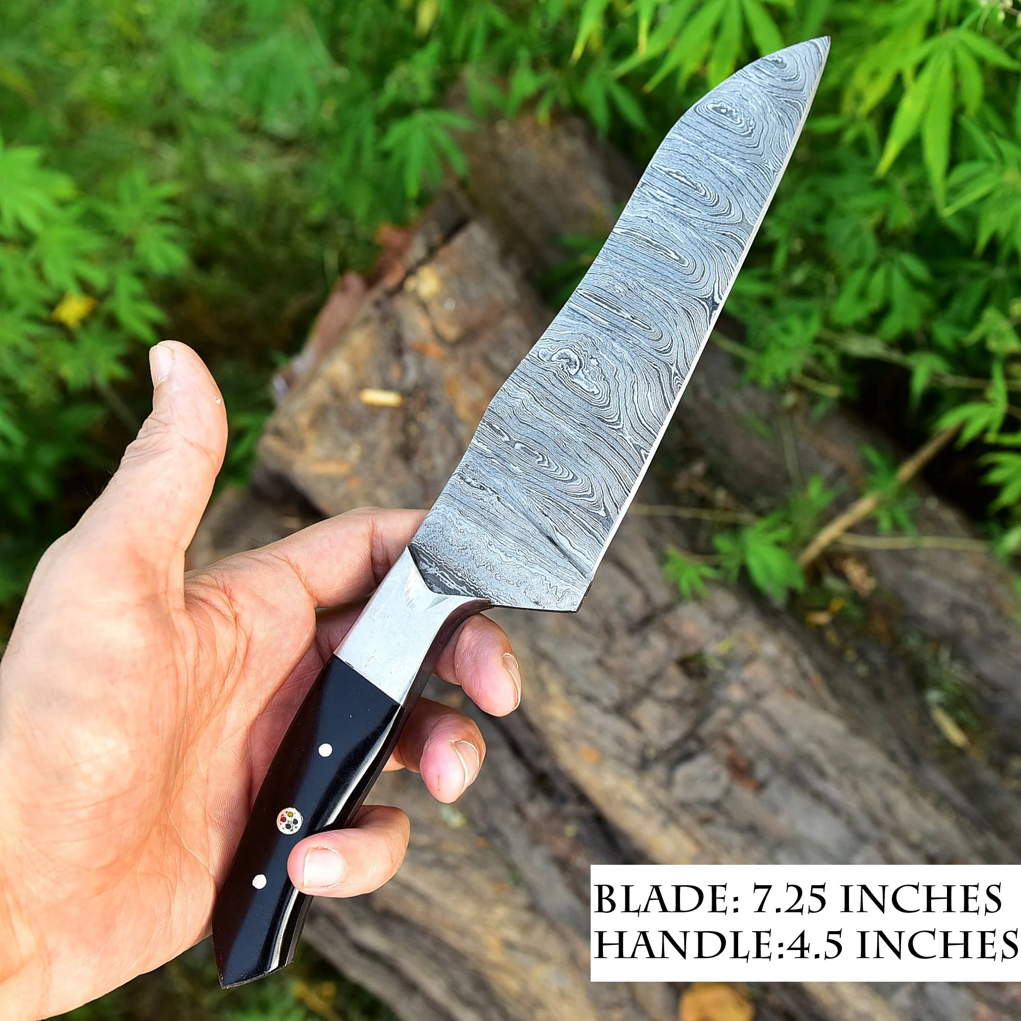 12" Handmade Damascus Chef Knife Buffalo Horn Handle, 8" inch Damascus Blade VG10 Cooking Knife - Image 3
