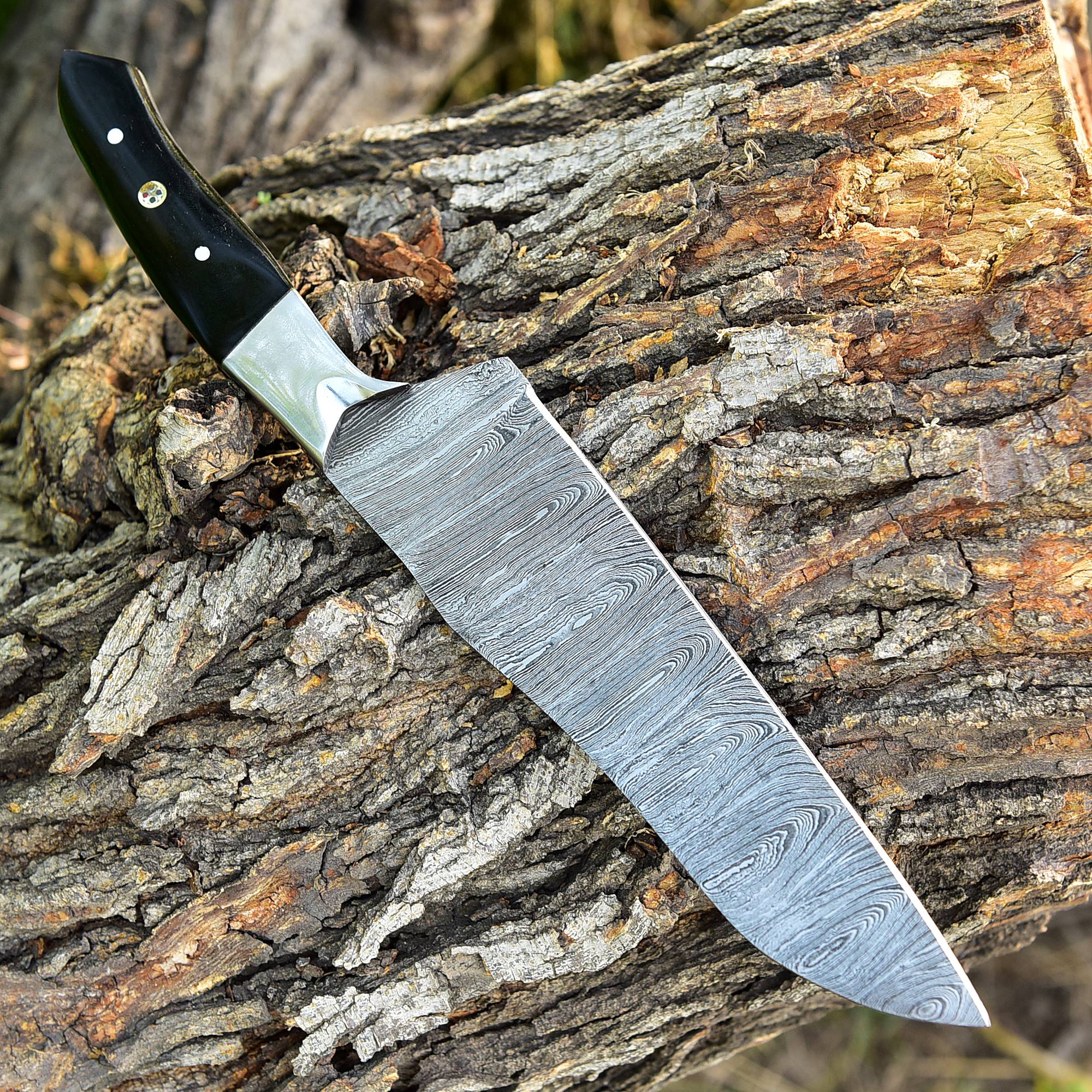 12" Handmade Damascus Chef Knife Buffalo Horn Handle, 8" inch Damascus Blade VG10 Cooking Knife - Image 4