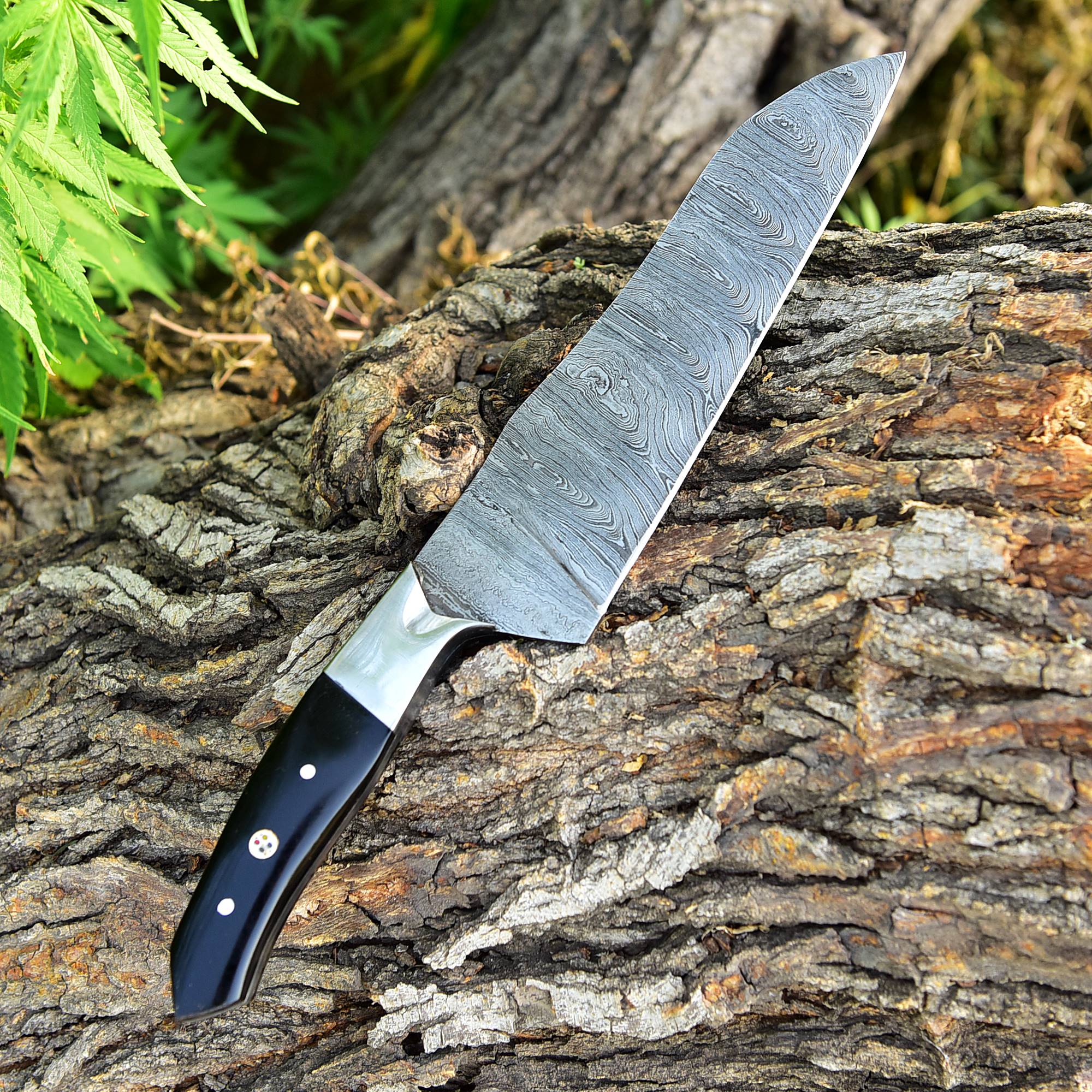 12" Handmade Damascus Chef Knife Buffalo Horn Handle, 8" inch Damascus Blade VG10 Cooking Knife - Image 5