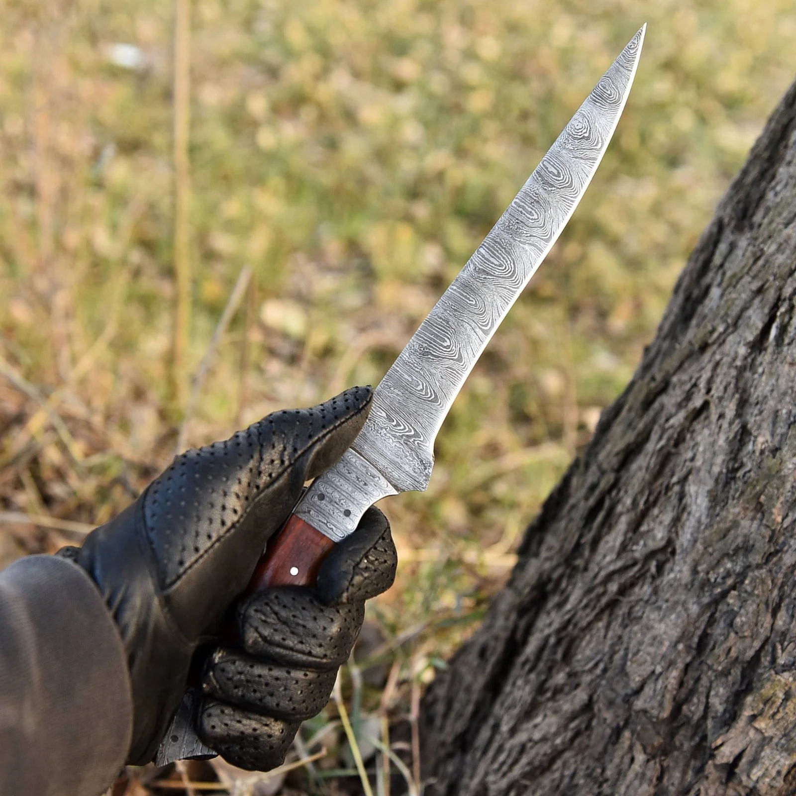 12" Handmade Damascus Fillet Chef Knife , 7" inch Damascus Blade Wood Handle - Image 5