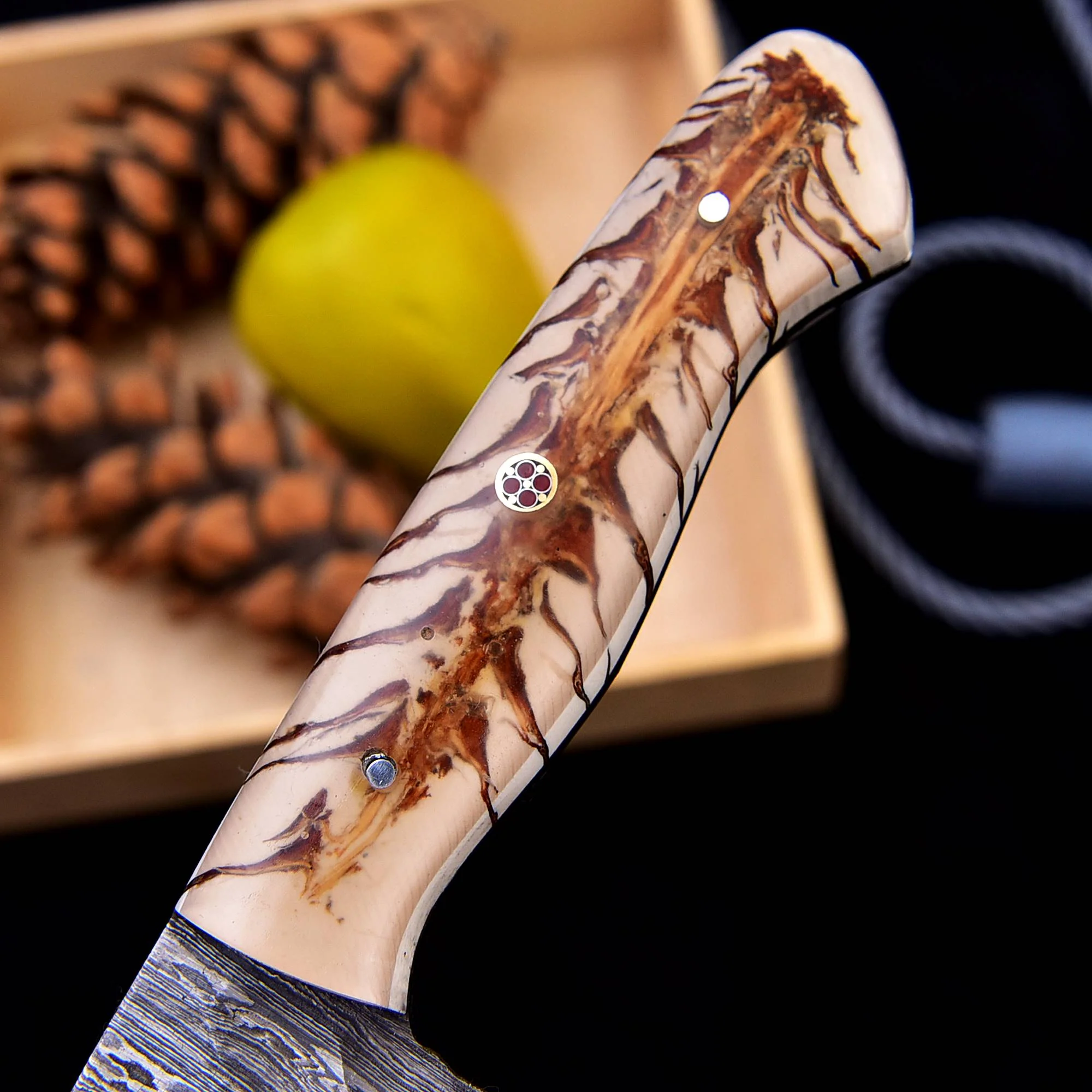 12" Handmade Damascus Steel Chef Knife with Pinecone Handle x-253 - Image 3