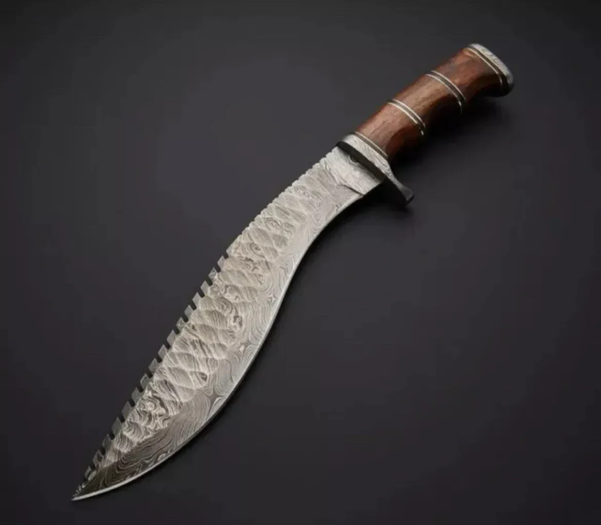 16" FULL TANG Damascus Fixed Blade Bowie Hunting Survival Knife GURKHA Kukri Knife - Image 3