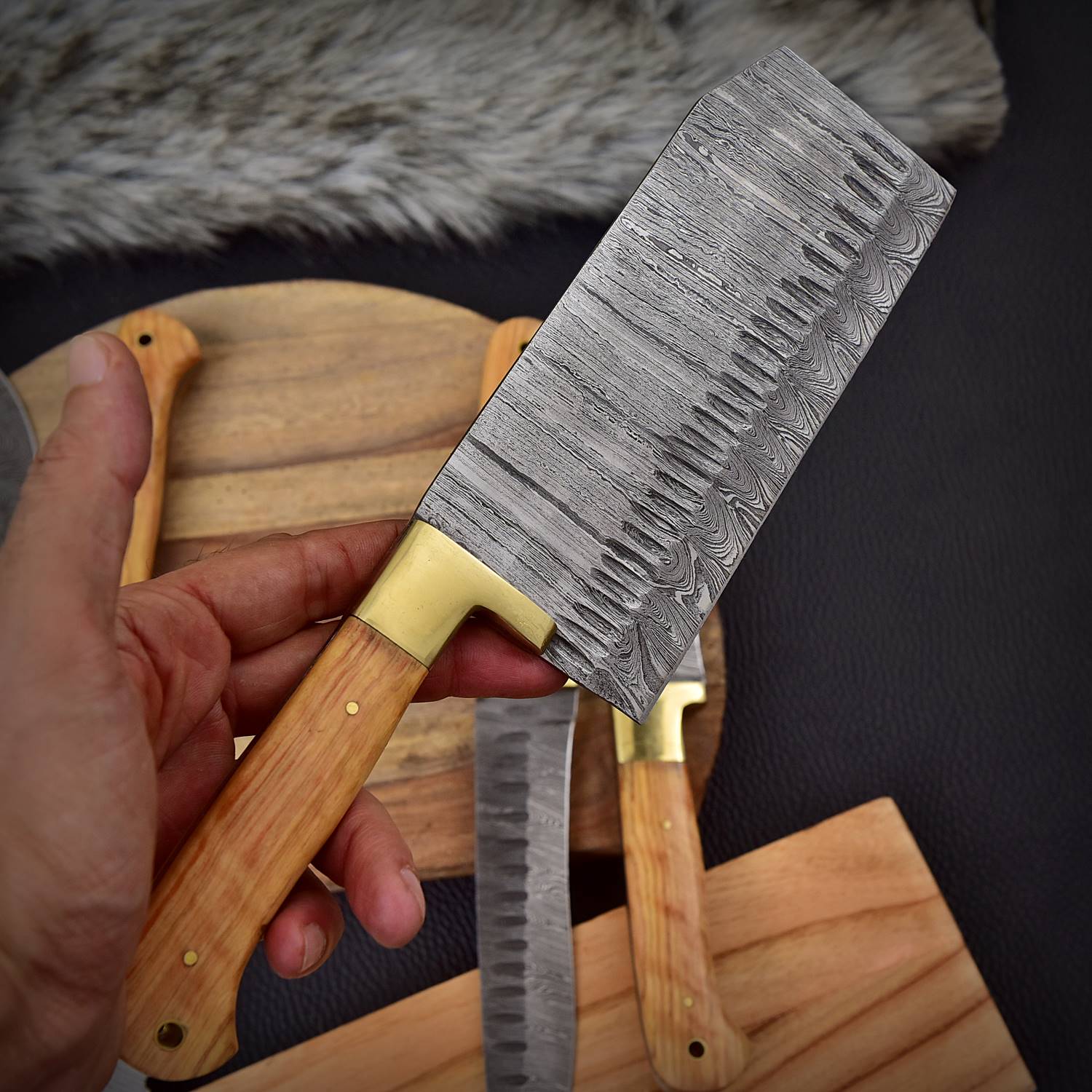 5 Piece Handmade Chef Set, 5 Piece Damascus Steel Knife Set, Kitchen Knife Set - Image 5