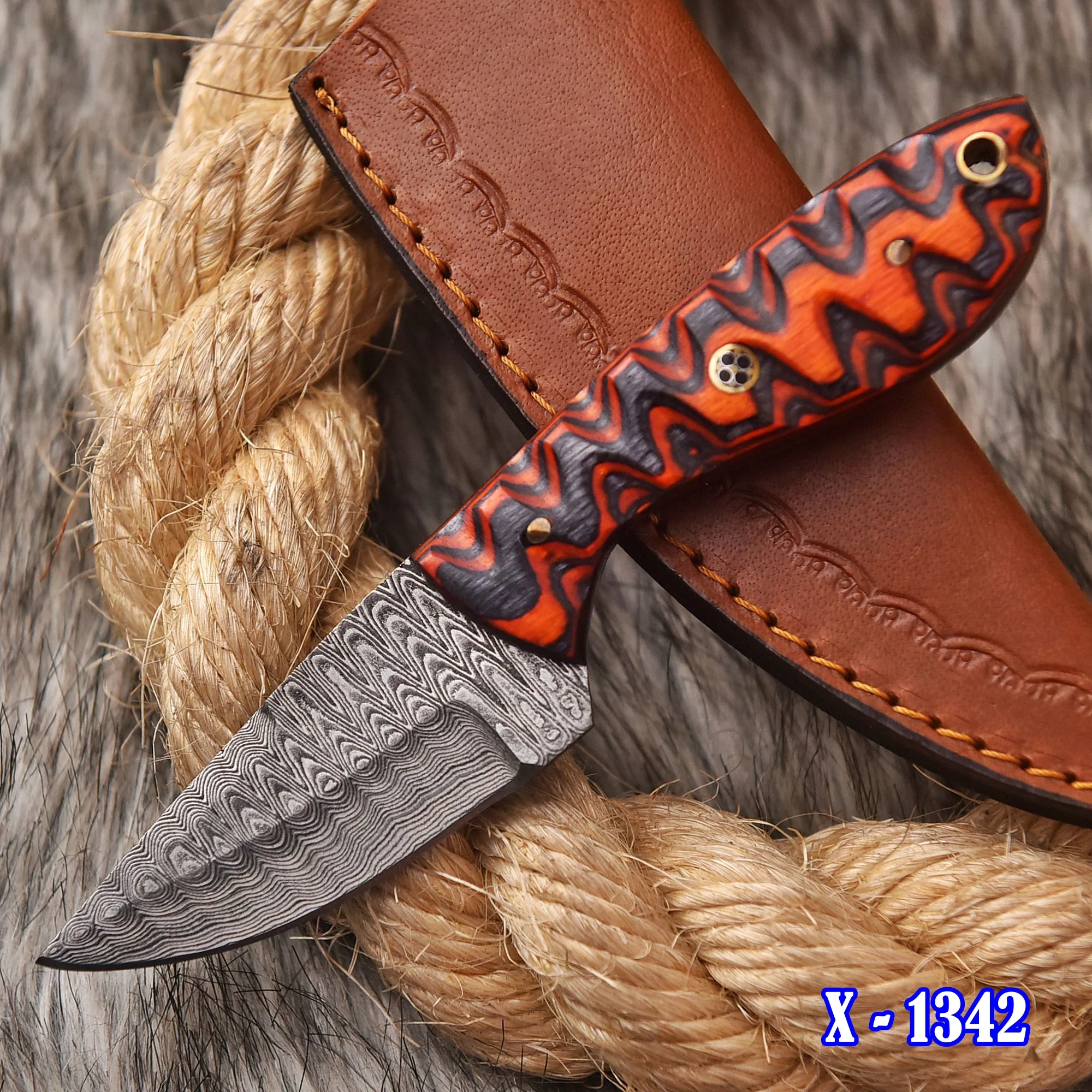 6.5" Handmade Damascus Steel Skinner Knife wood Handle Full Tang EDC - Image 2