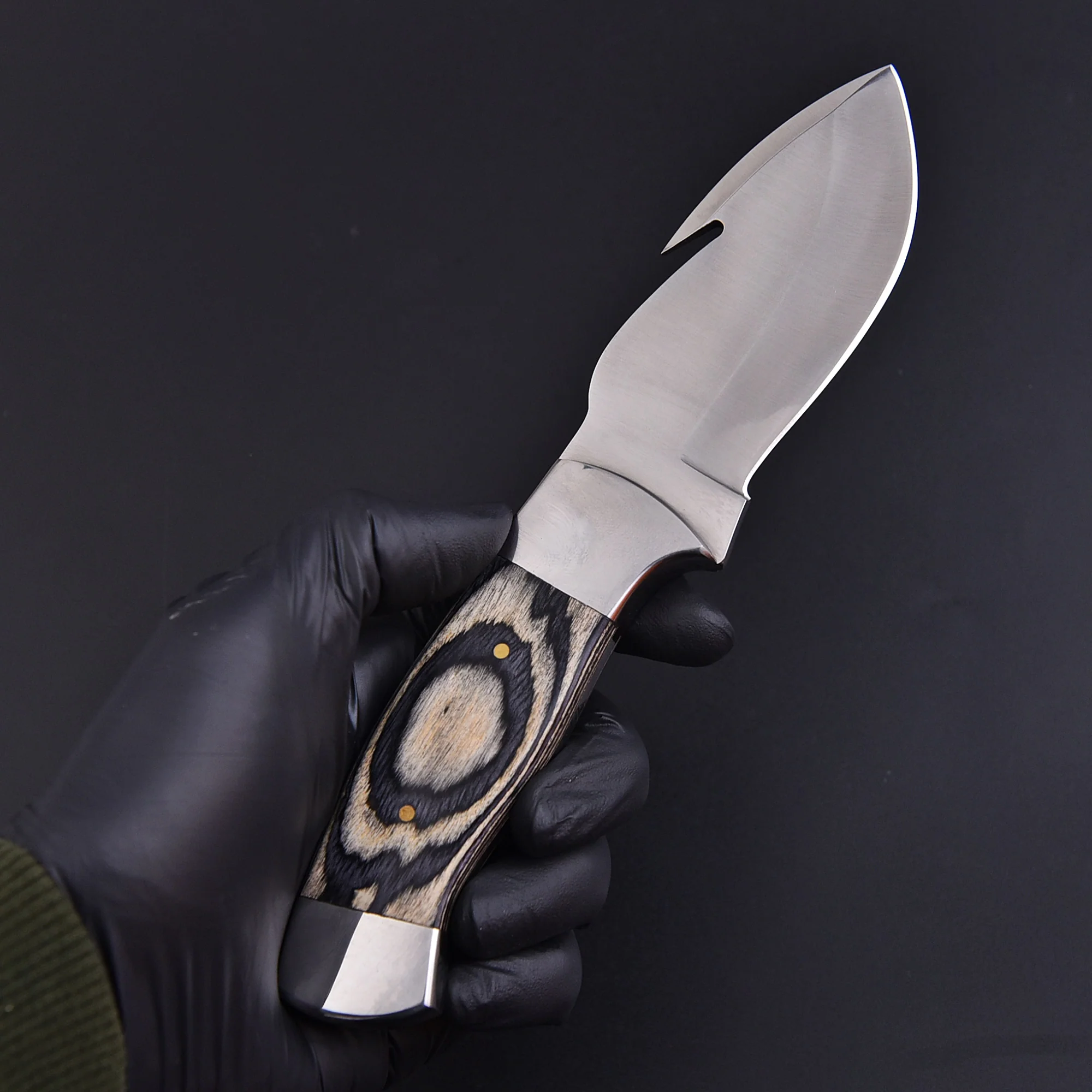 8” Custom Hand Forged Carbon Steel Full Tang Skinner Knife Gut Hook Wood Handle Regular price - Image 3