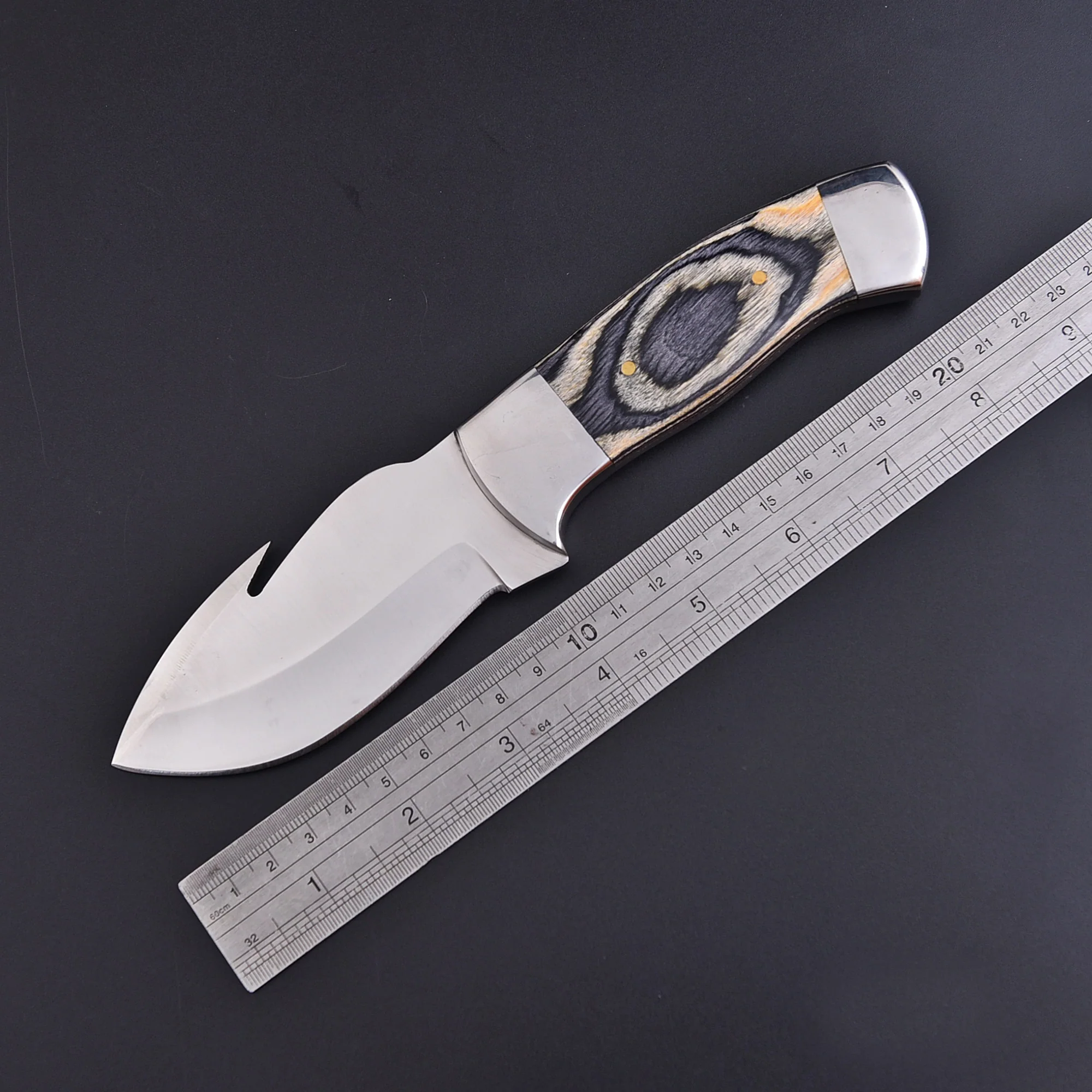 8” Custom Hand Forged Carbon Steel Full Tang Skinner Knife Gut Hook Wood Handle Regular price - Image 4