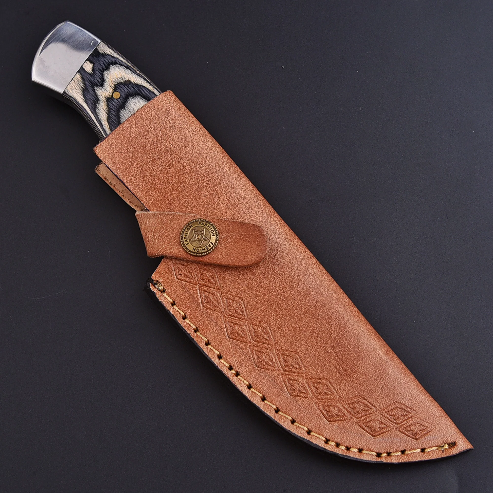 8” Custom Hand Forged Carbon Steel Full Tang Skinner Knife Gut Hook Wood Handle Regular price - Image 5