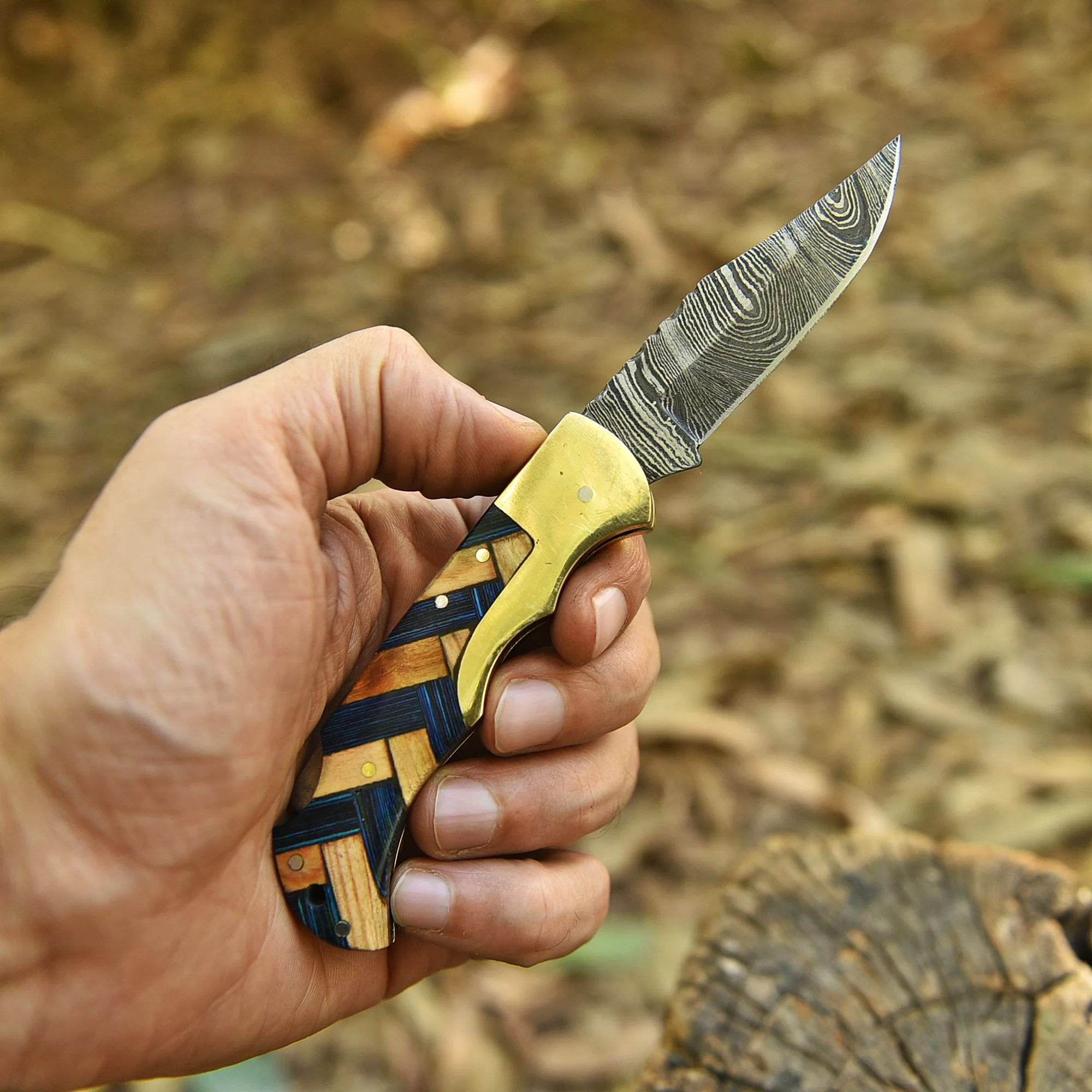 Artisan Crafted Damascus Steel Folding Blade Pocket Knife Collector’s Choice - Image 3