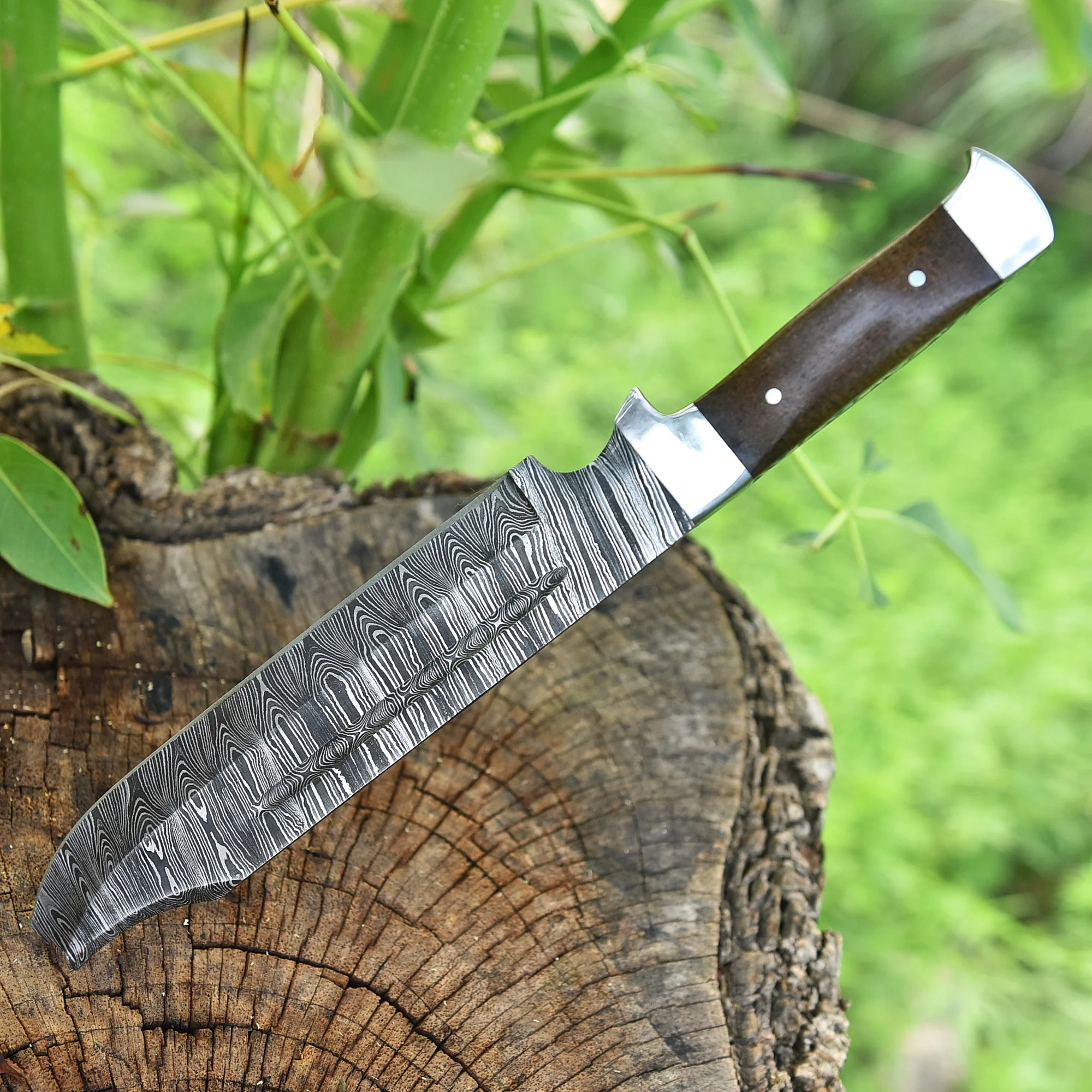 Artisan Handmade Forged Damascus Steel Hunting Bowie Knife Wood Handle - Image 4