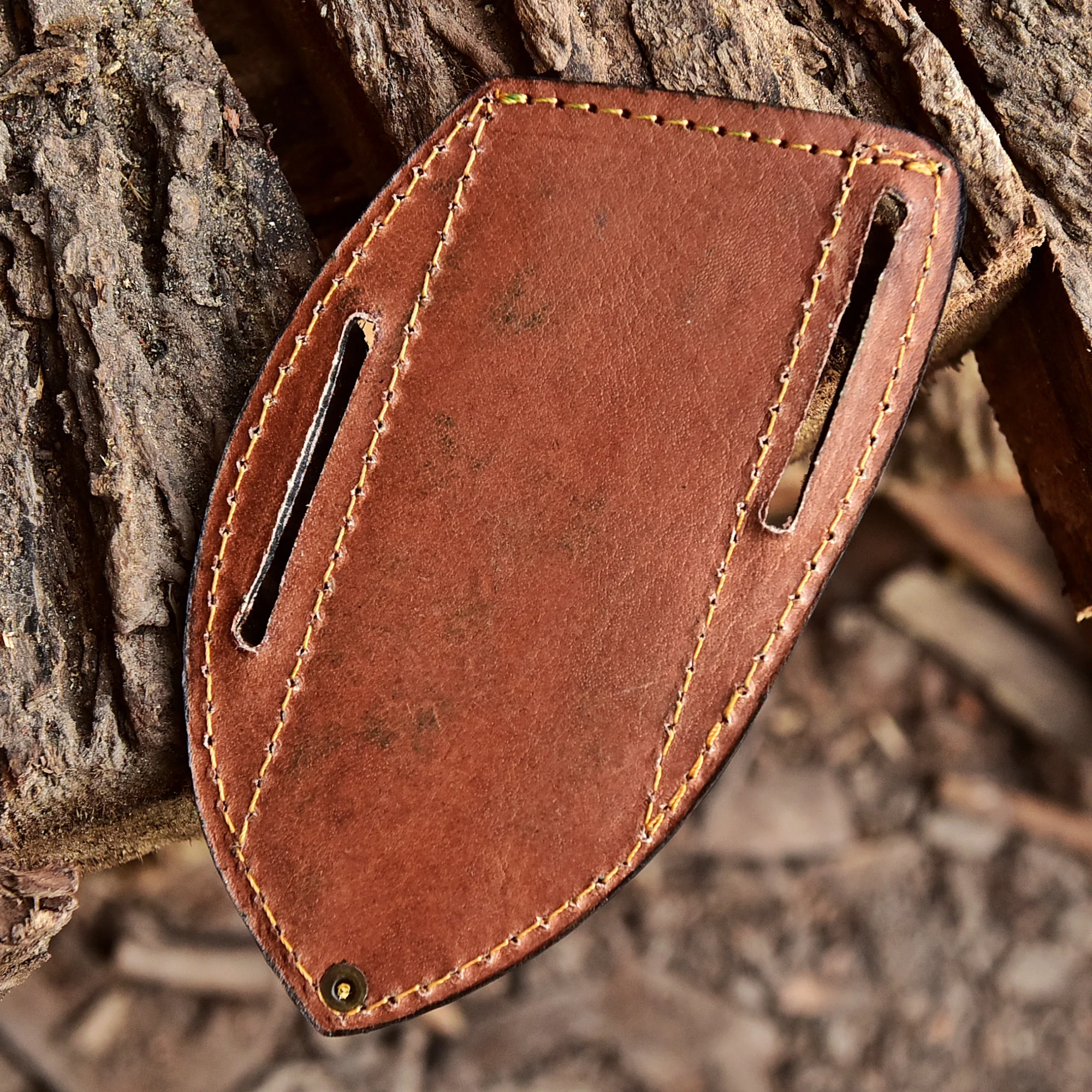 Artisan Handmade Top Grain Leather Fixed Blade Knife Sheath Leaf Engraving - Image 4