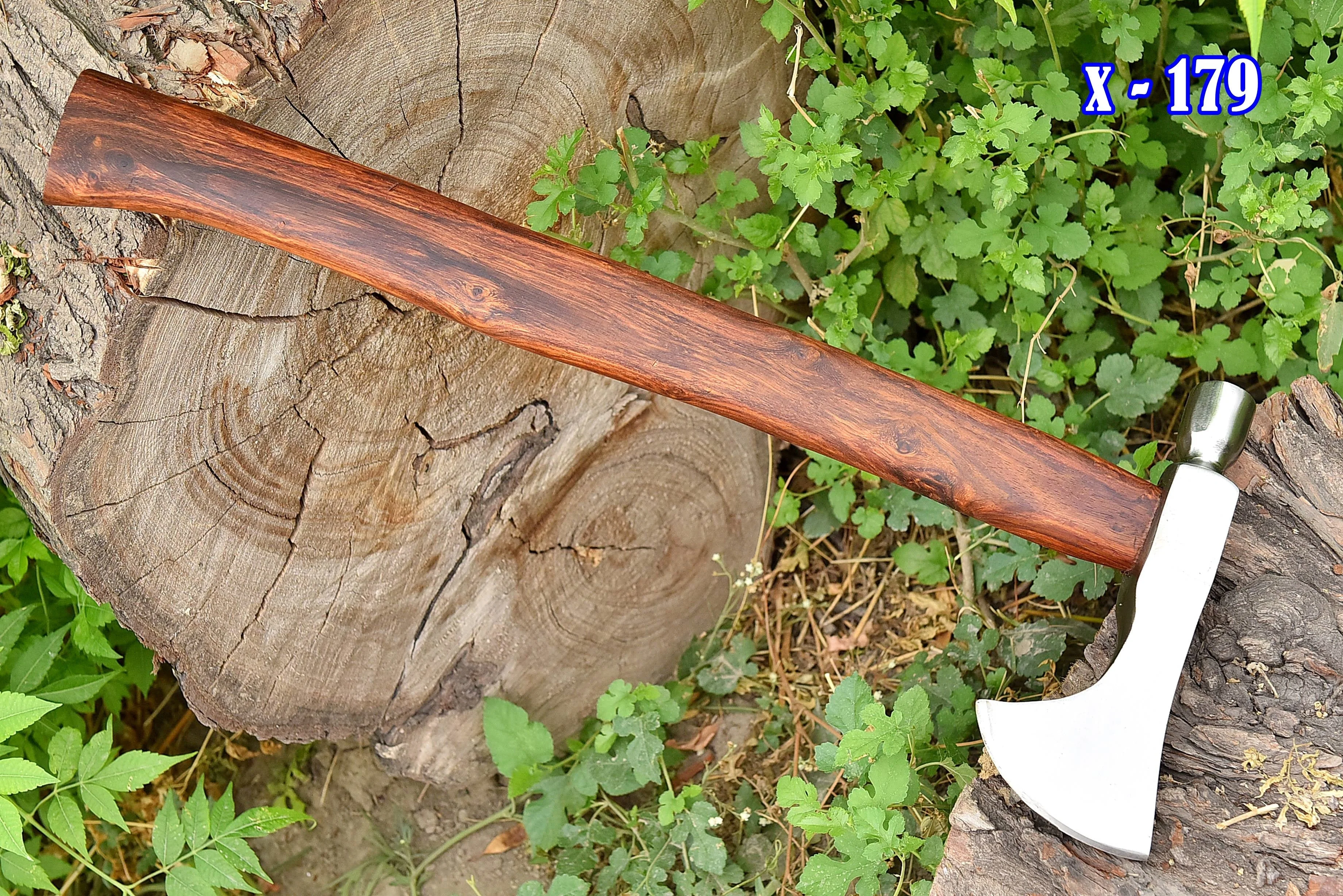 Ball Hammer Axe Forged Carbon Steel Outdoor camping with Genuine leather sheath - Image 3