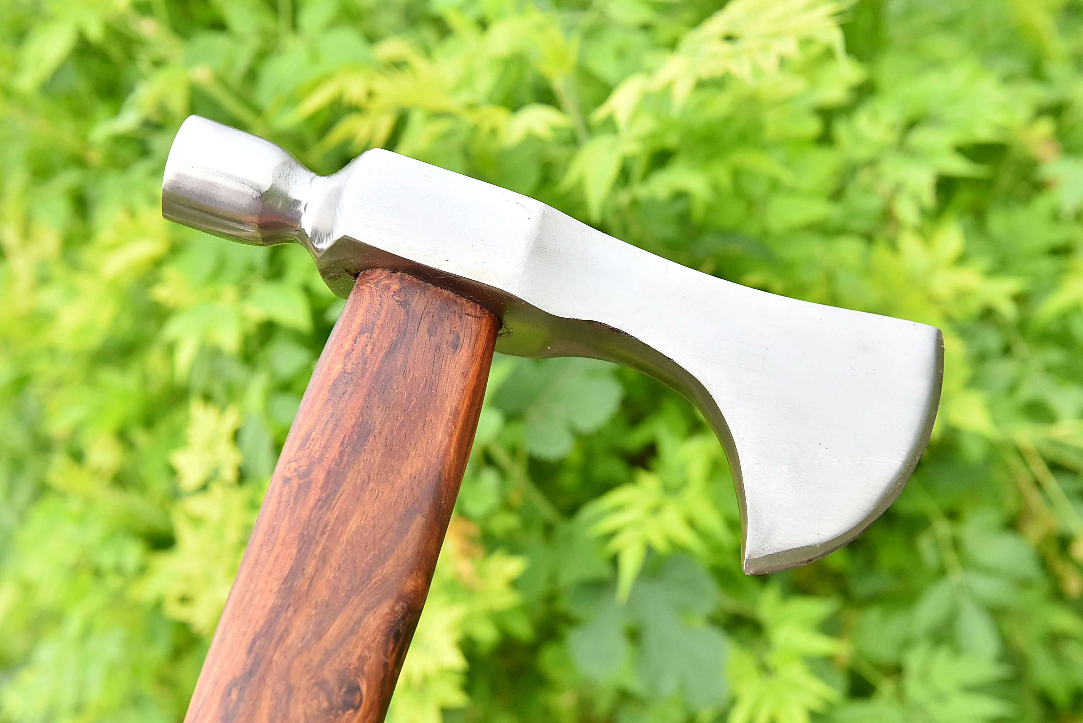 Ball Hammer Axe Forged Carbon Steel Outdoor camping with Genuine leather sheath - Image 4