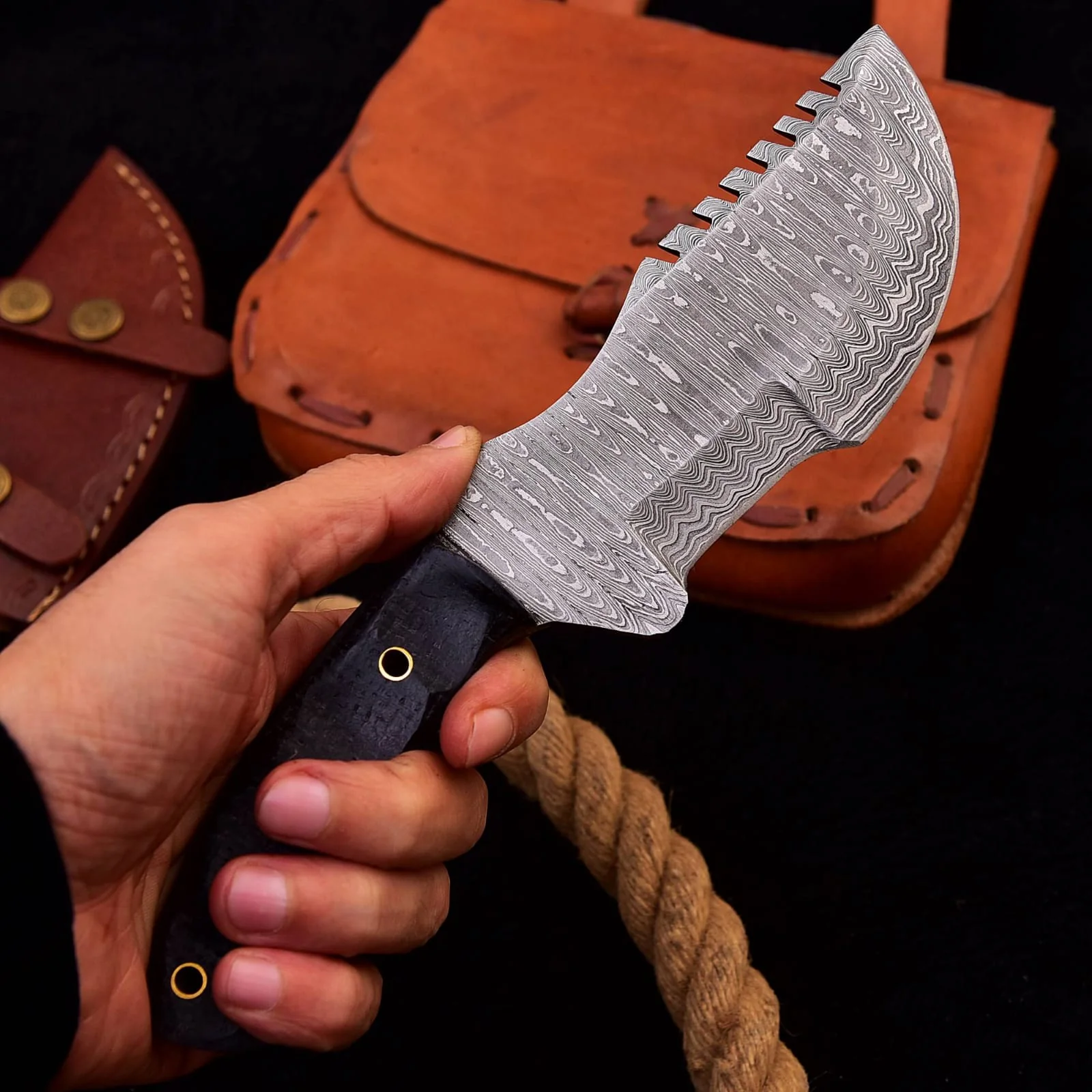 Best Survival Knife Real Forged Damascus Steel Tom Brown Design tracker knife With Sheath - Image 3
