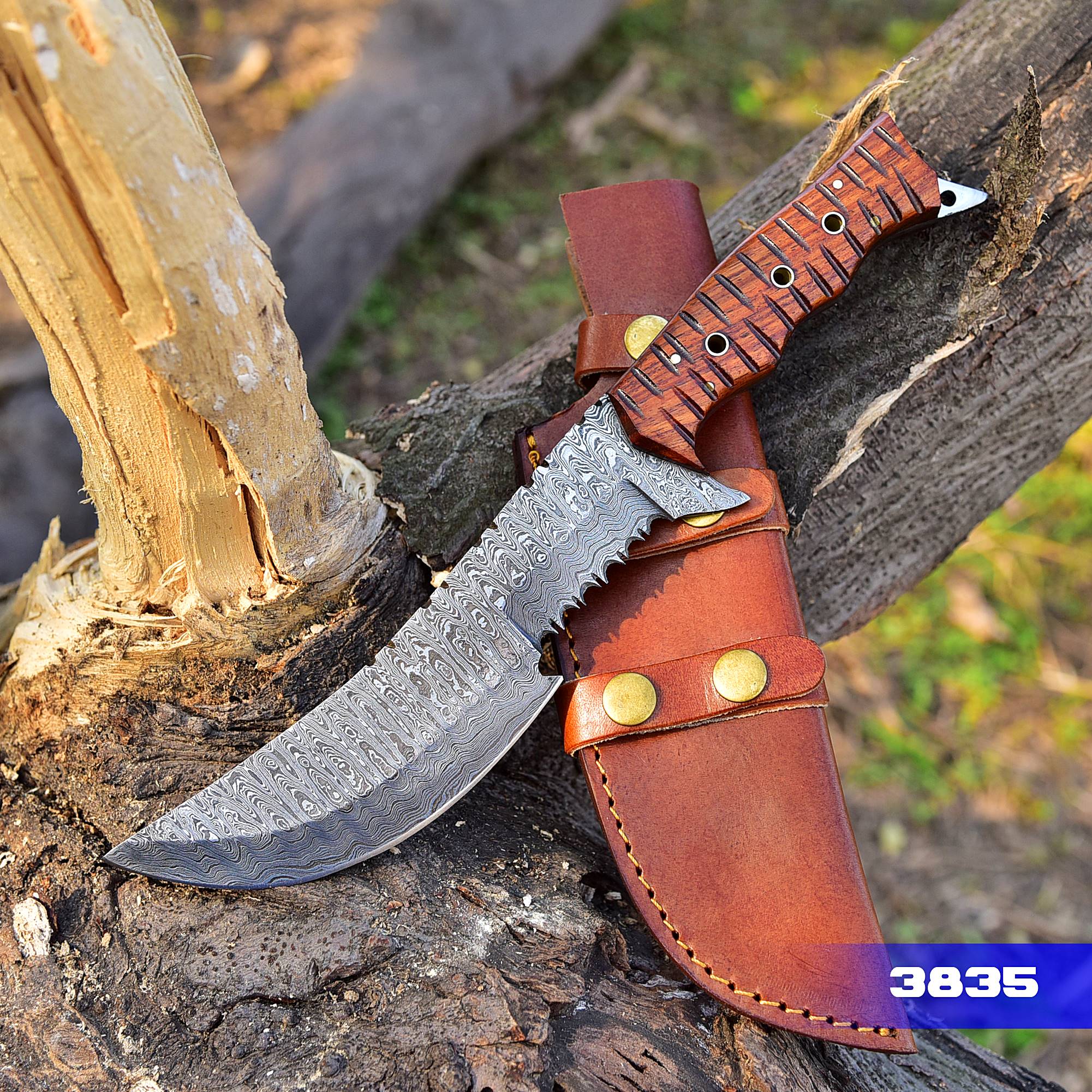 Best Tactical Knife Forged Damascus Steel Hunting Tracker Knife Full Tang with Sheath x-94 - Image 2