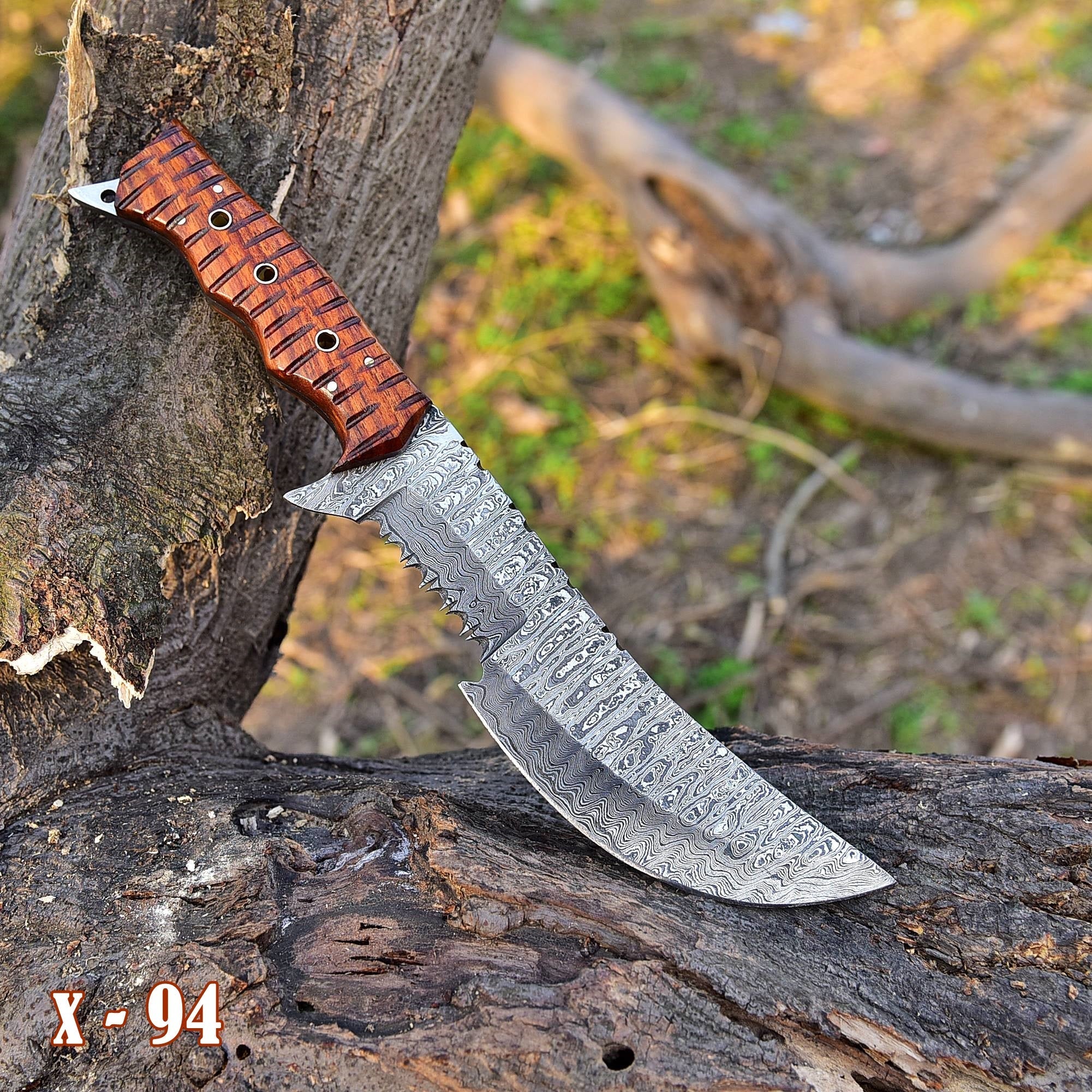 Best Tactical Knife Forged Damascus Steel Hunting Tracker Knife Full Tang with Sheath x-94 - Image 3