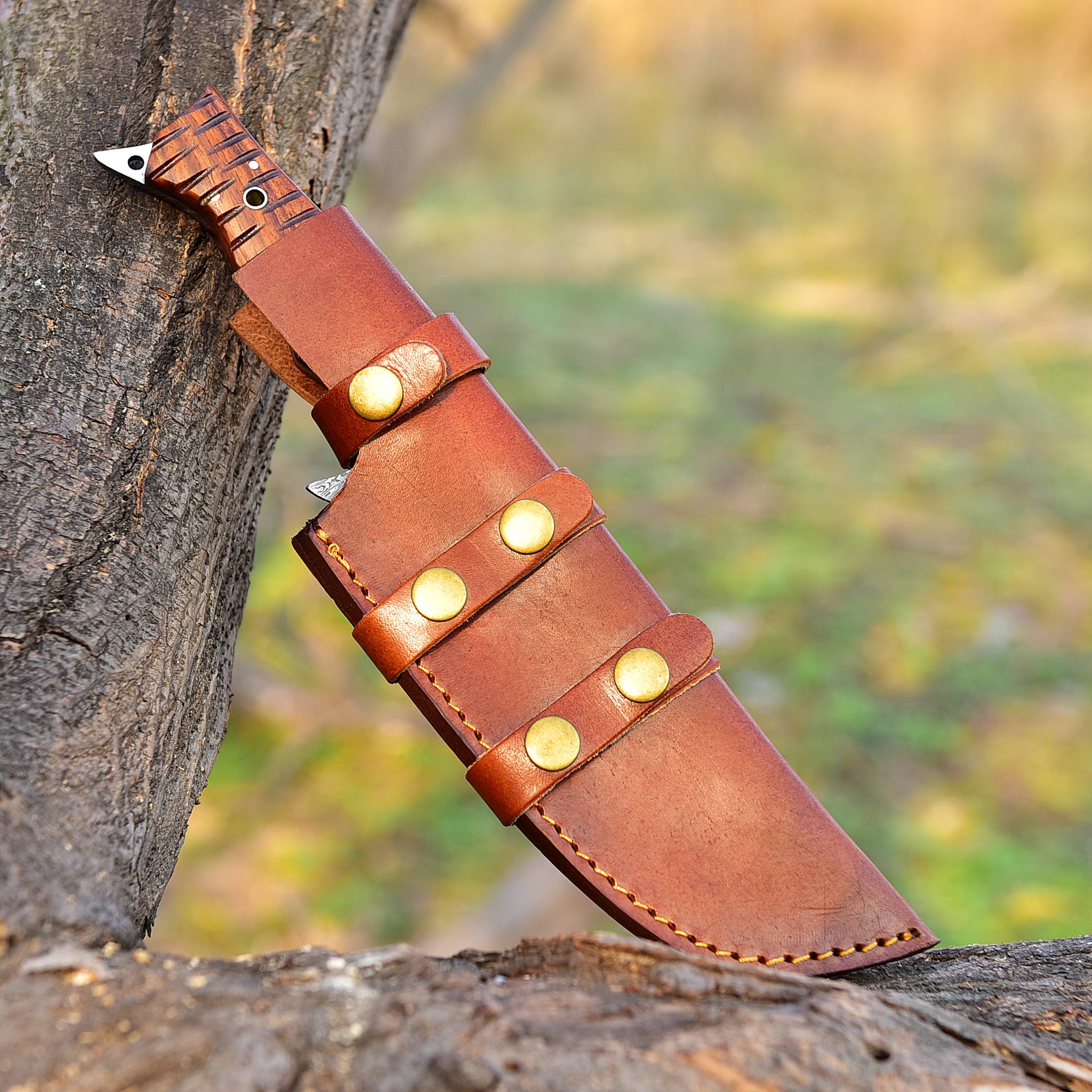 Best Tactical Knife Forged Damascus Steel Hunting Tracker Knife Full Tang with Sheath x-94 - Image 5