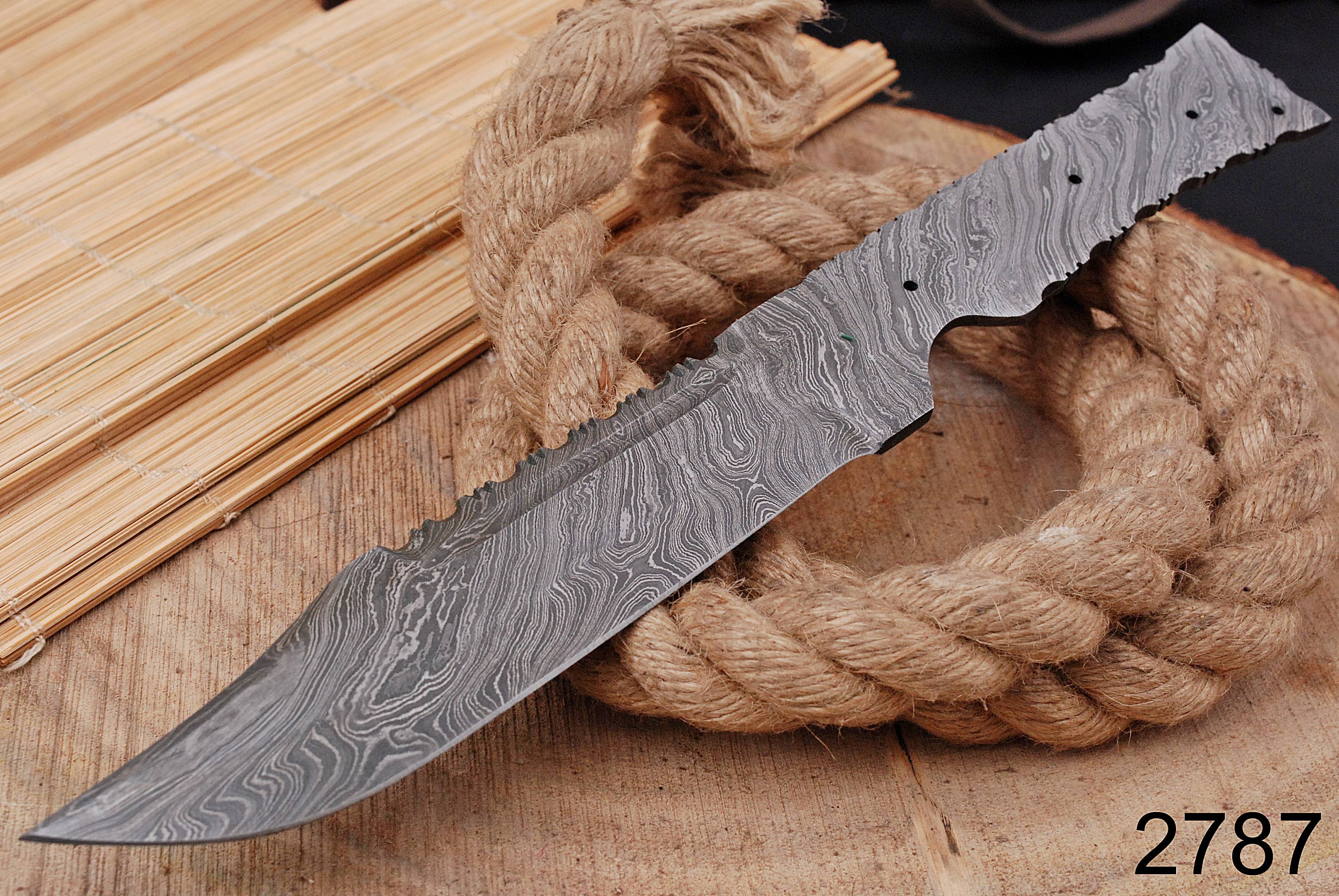 Bowie Knife Damascus Fixed Blade Tracker Blank Blade Ideal Outdoor Knives Full Tang X-13 - Image 3