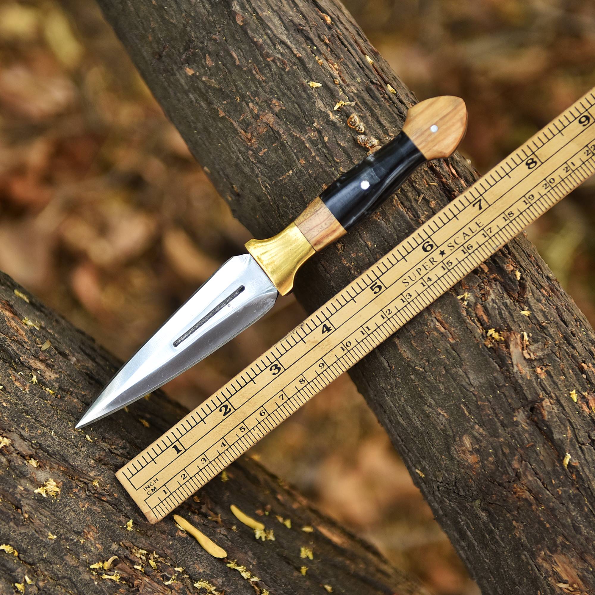 Classic Double Edge Carbon Steel Fixed D2 Blade Dagger Hunting Knife - Image 4
