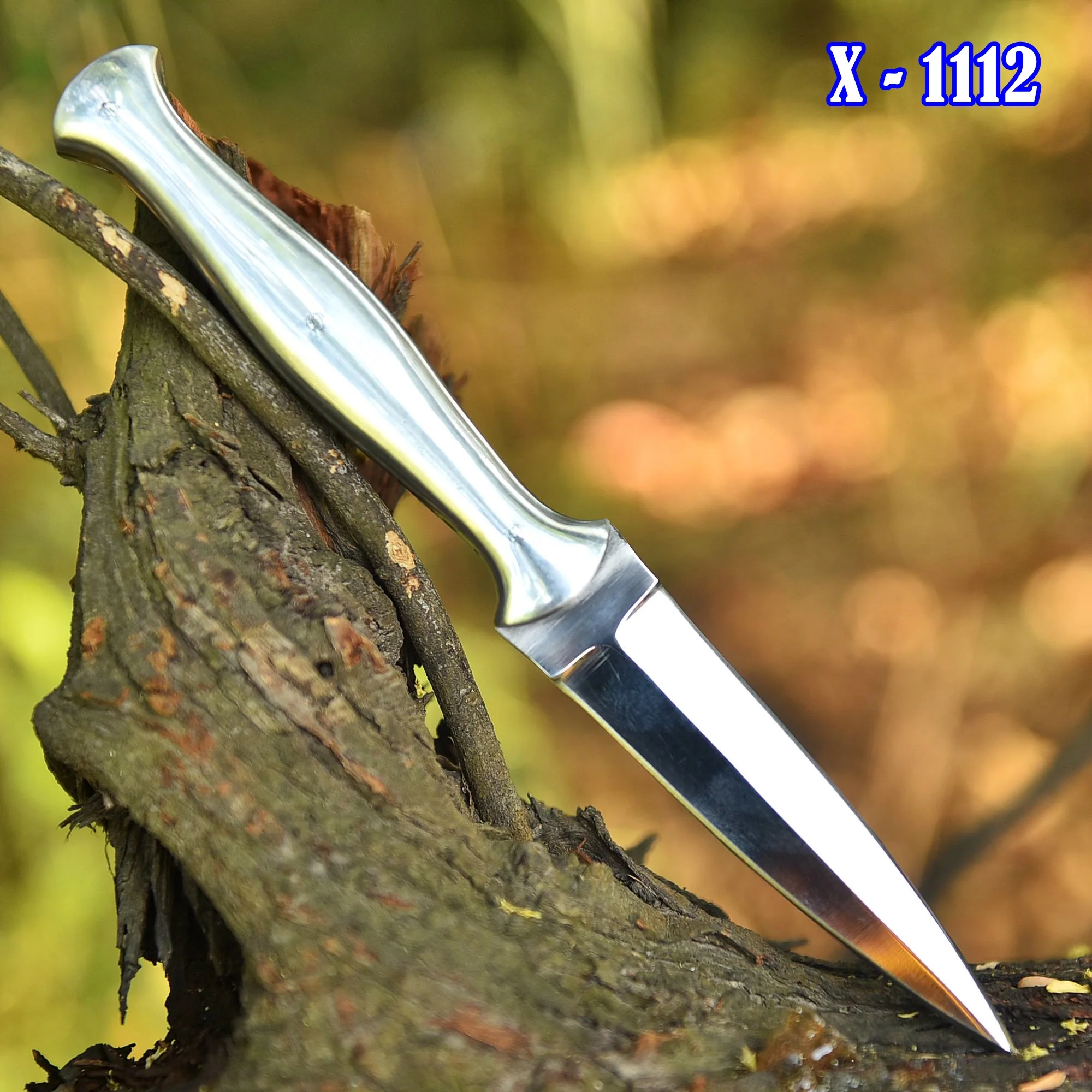Classic Fixed Blade Double Edge High Polish Blade Dagger Steel Handle - Image 2