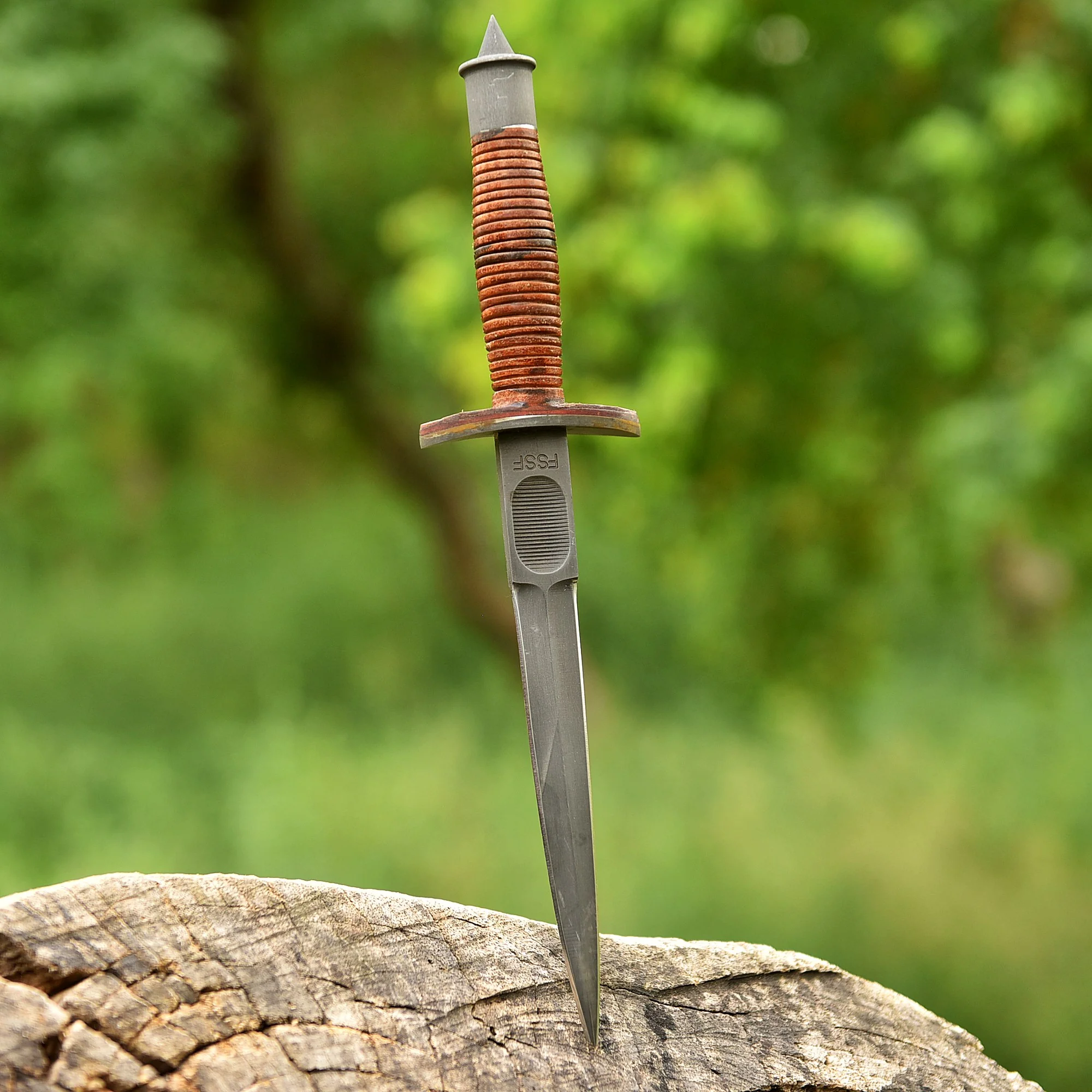 Classic Vintage Military Inspired V-42 Double Edge Dagger Leather Handle - Image 11