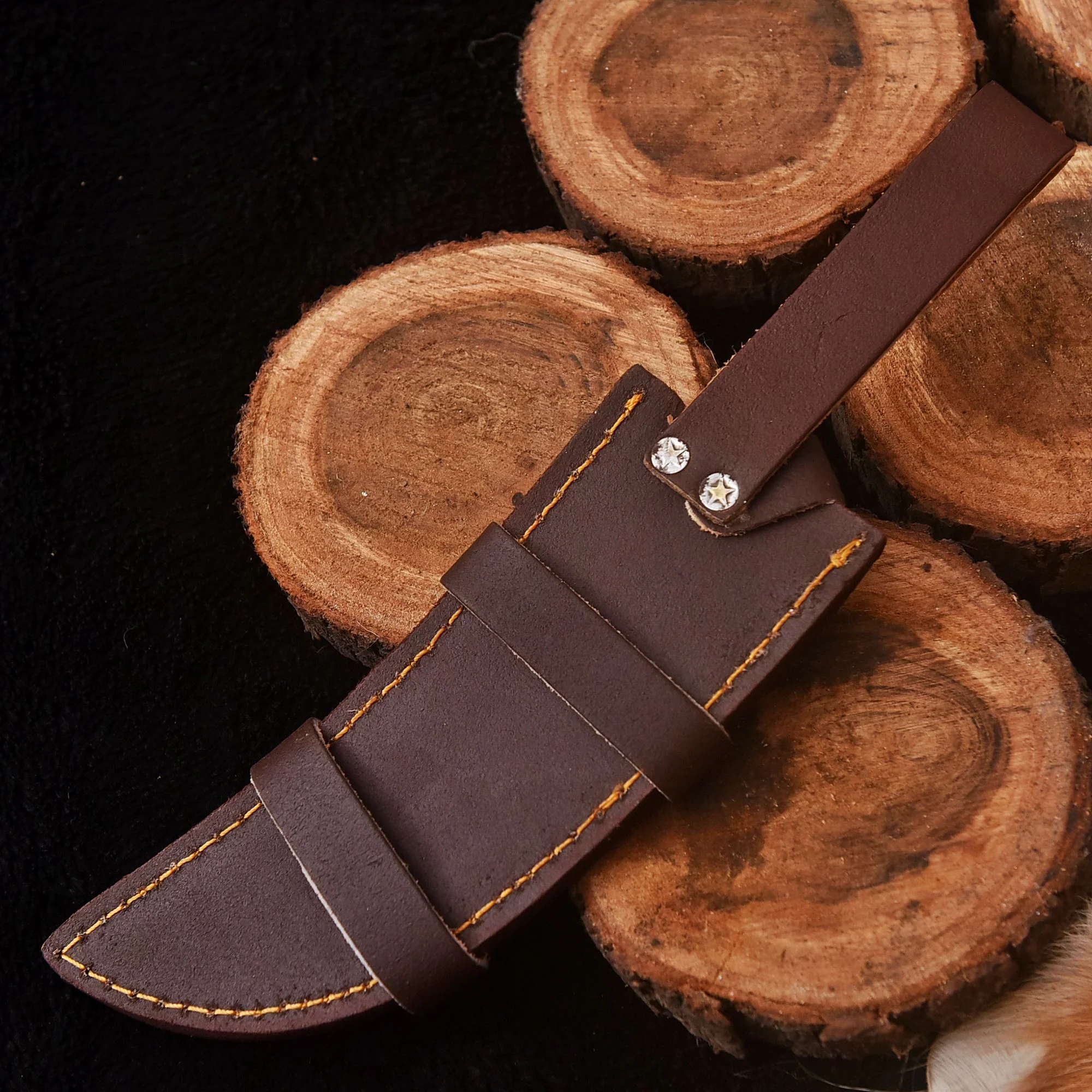 Classic Vintage Style Handcrafted Fixed Blade Leather Knife Sheath EDC - Image 4