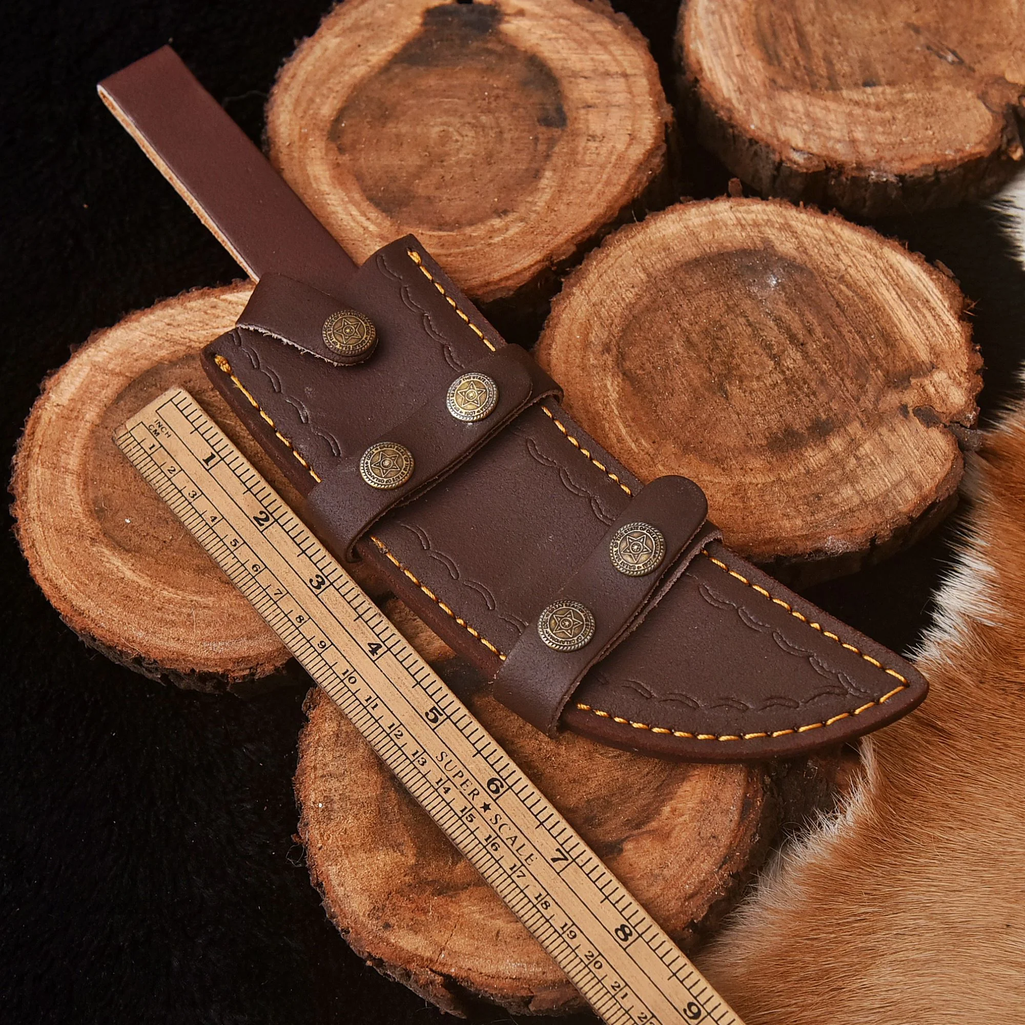 Classic Vintage Style Handcrafted Fixed Blade Leather Knife Sheath EDC - Image 5