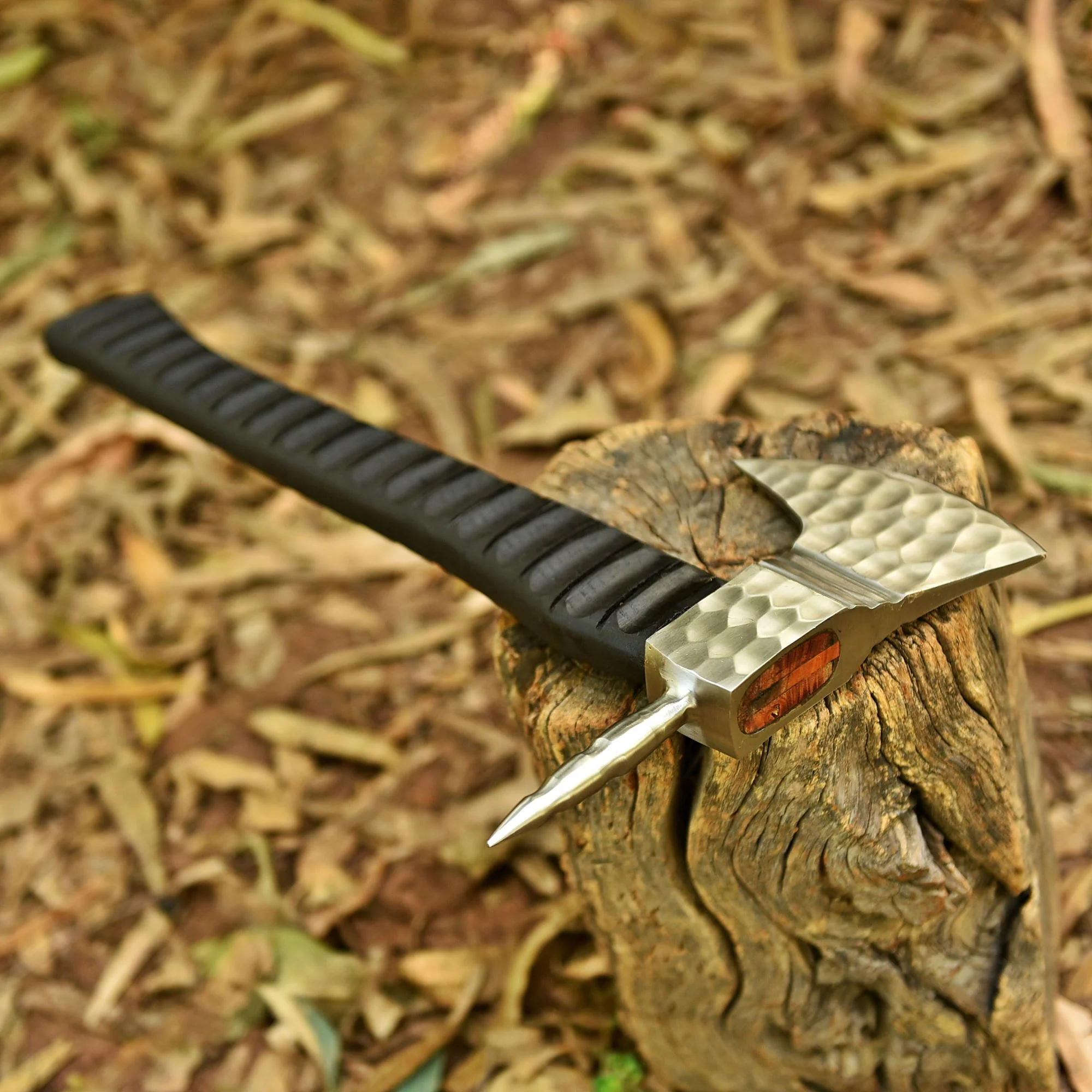 Custom Forged Carbon Steel Viking Axe with Wood , Viking Bearded Camping Axe - Image 4