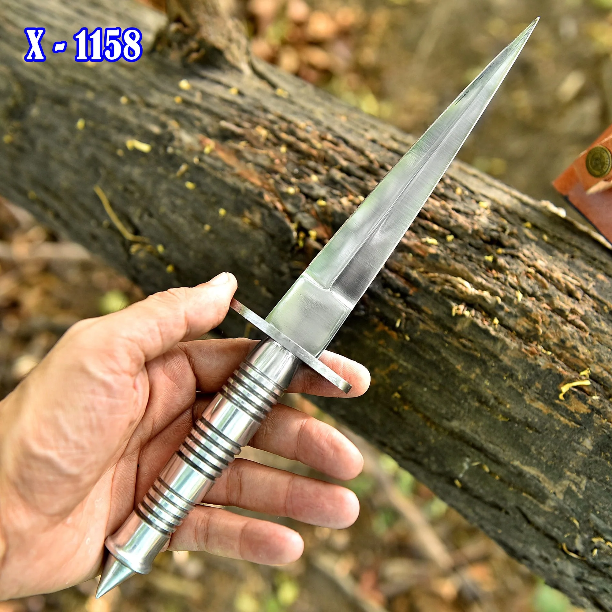 Custom Forged D2 Carbon Steel Dagger Knife High Polish Blade Steel Handle - Image 3