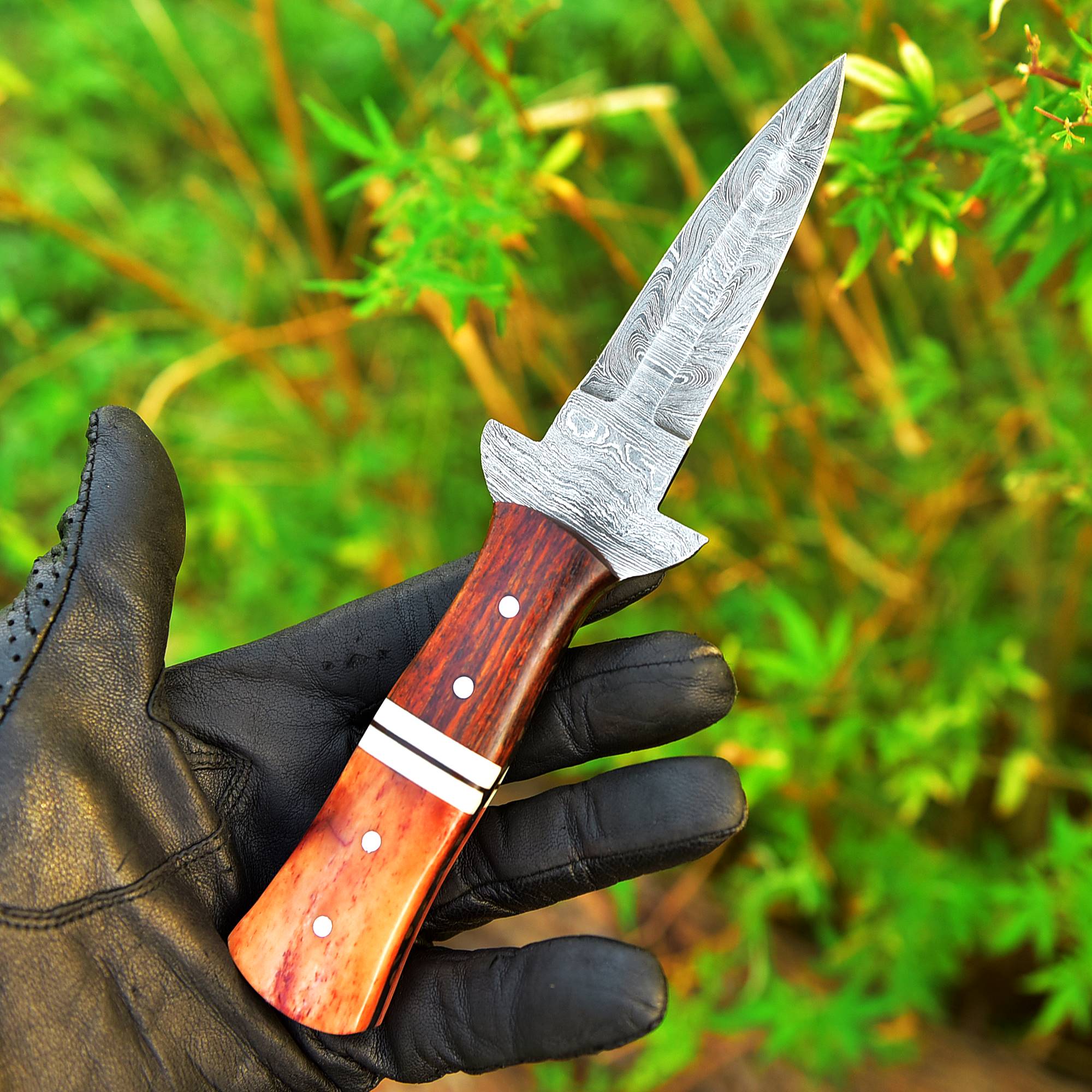 Custom Forged EDC Damascus Steel Dagger Knife Hunting Outdoor Blade - Image 3