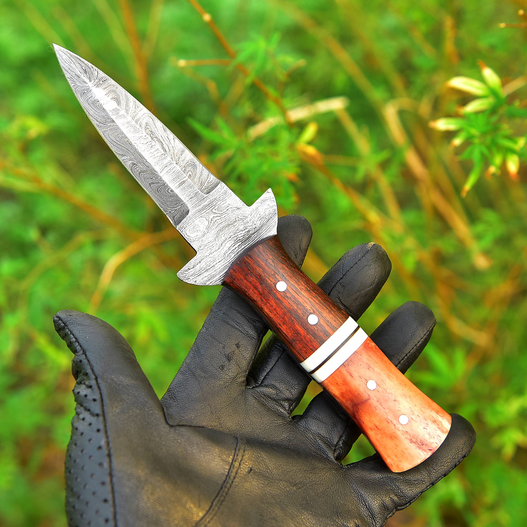 Custom Forged EDC Damascus Steel Dagger Knife Hunting Outdoor Blade - Image 4