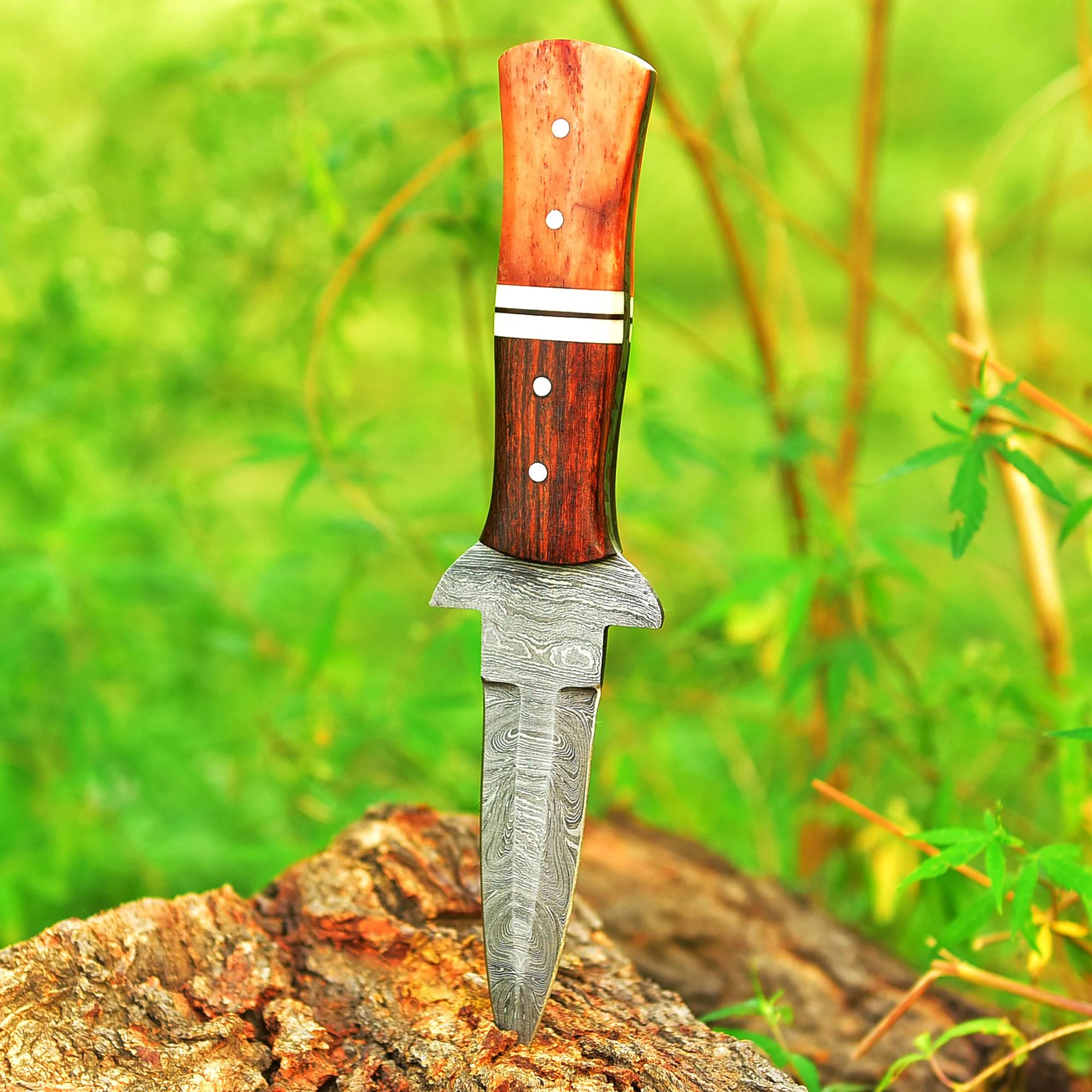Custom Forged EDC Damascus Steel Dagger Knife Hunting Outdoor Blade - Image 5