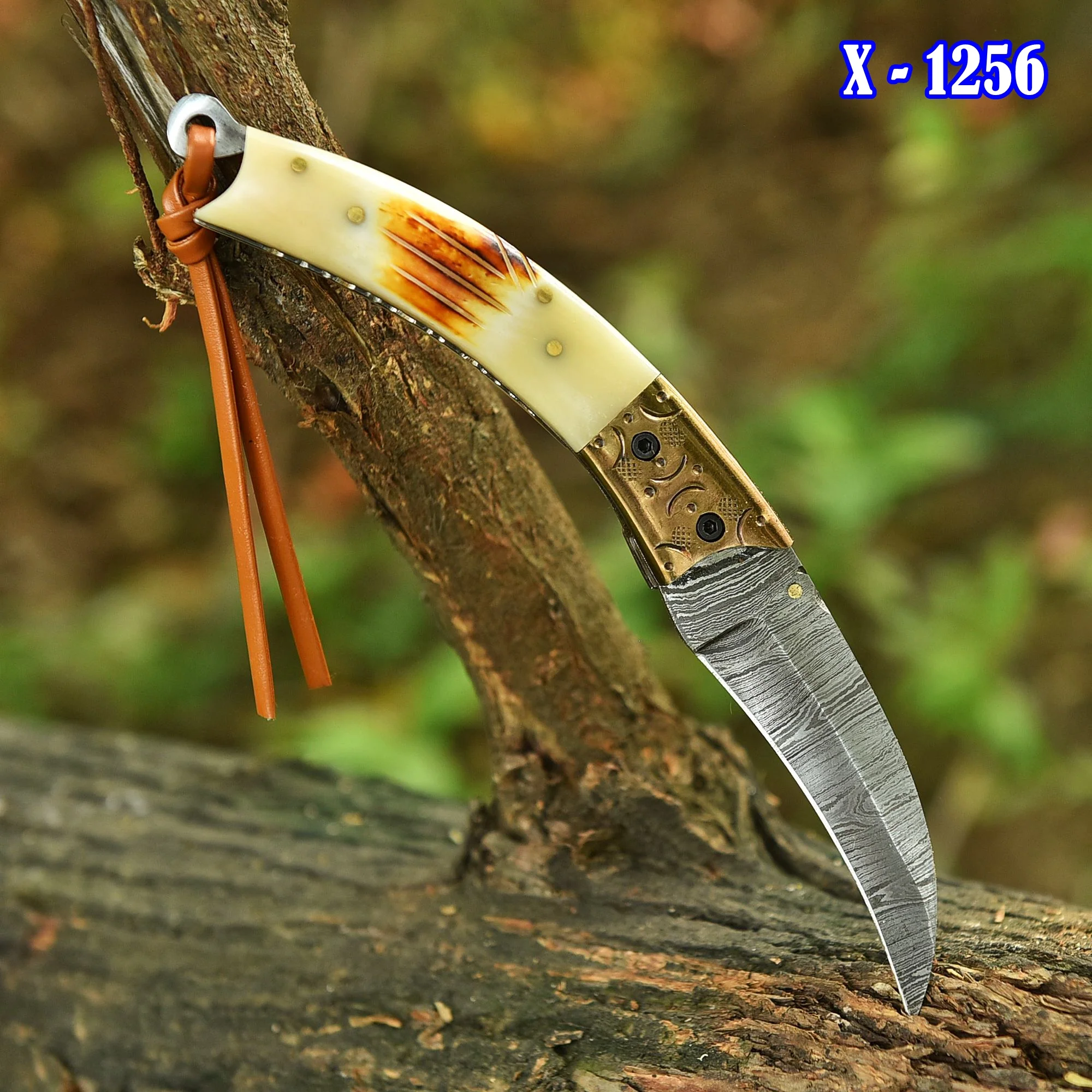 Custom Hand Crafted Damascus Steel Folding Pocket Hunting EDC Knife - Image 2