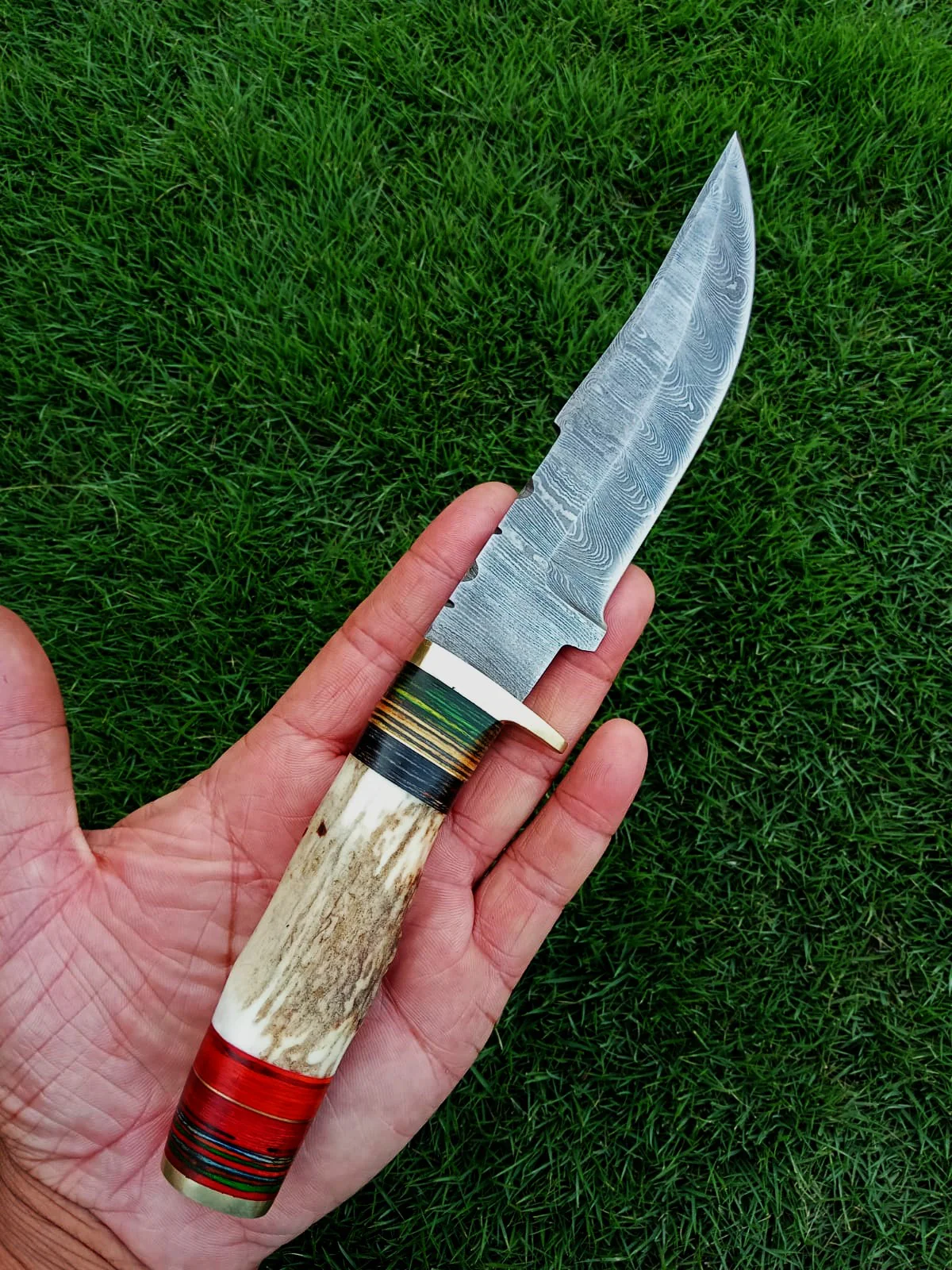 Custom Hand Forged Damascus Steel Adventure Camping EDC Knife Stage Handle - Image 12